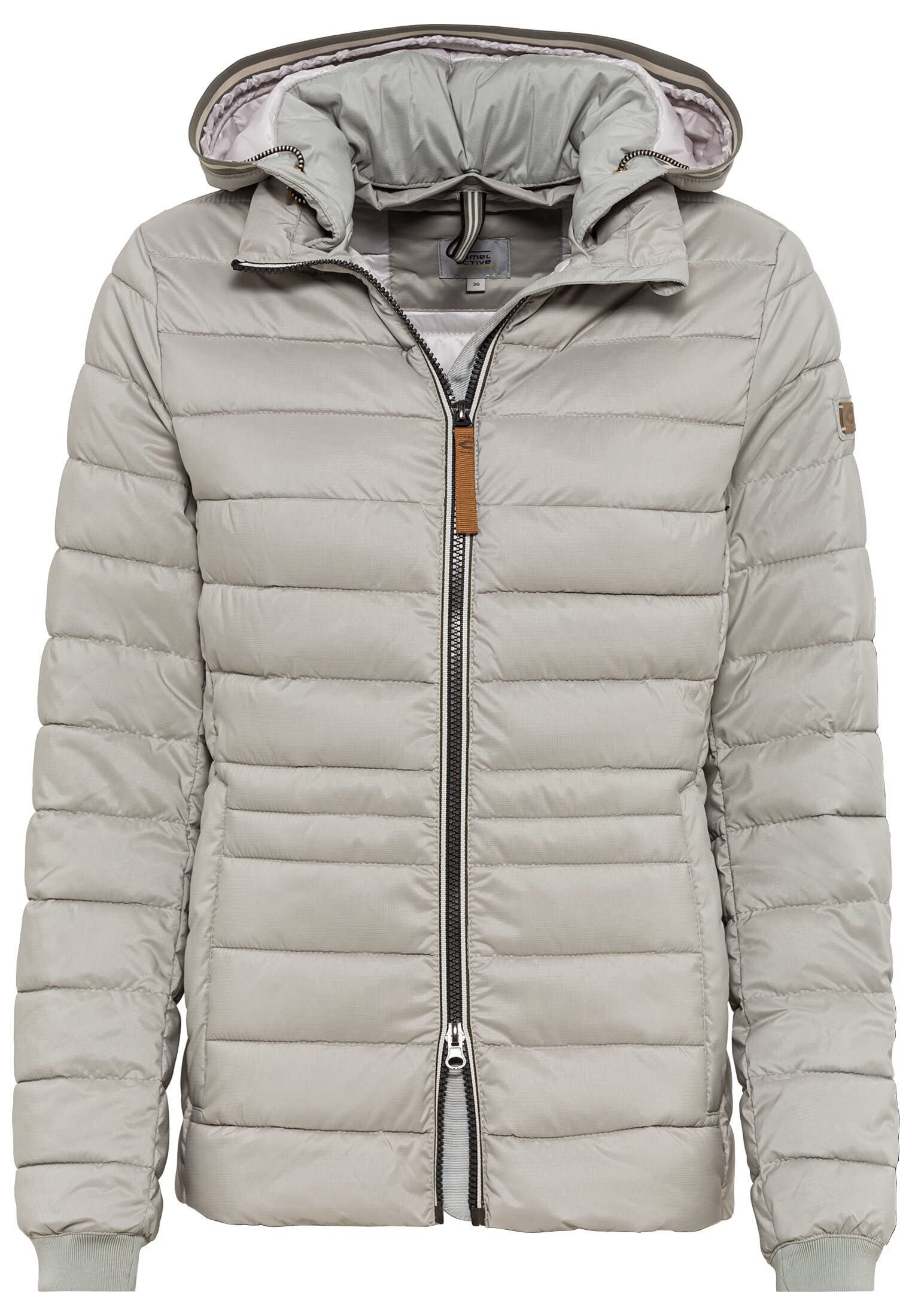 REPLAY camel active Women's Quilted Jacket with Removable Hood, gray, 12