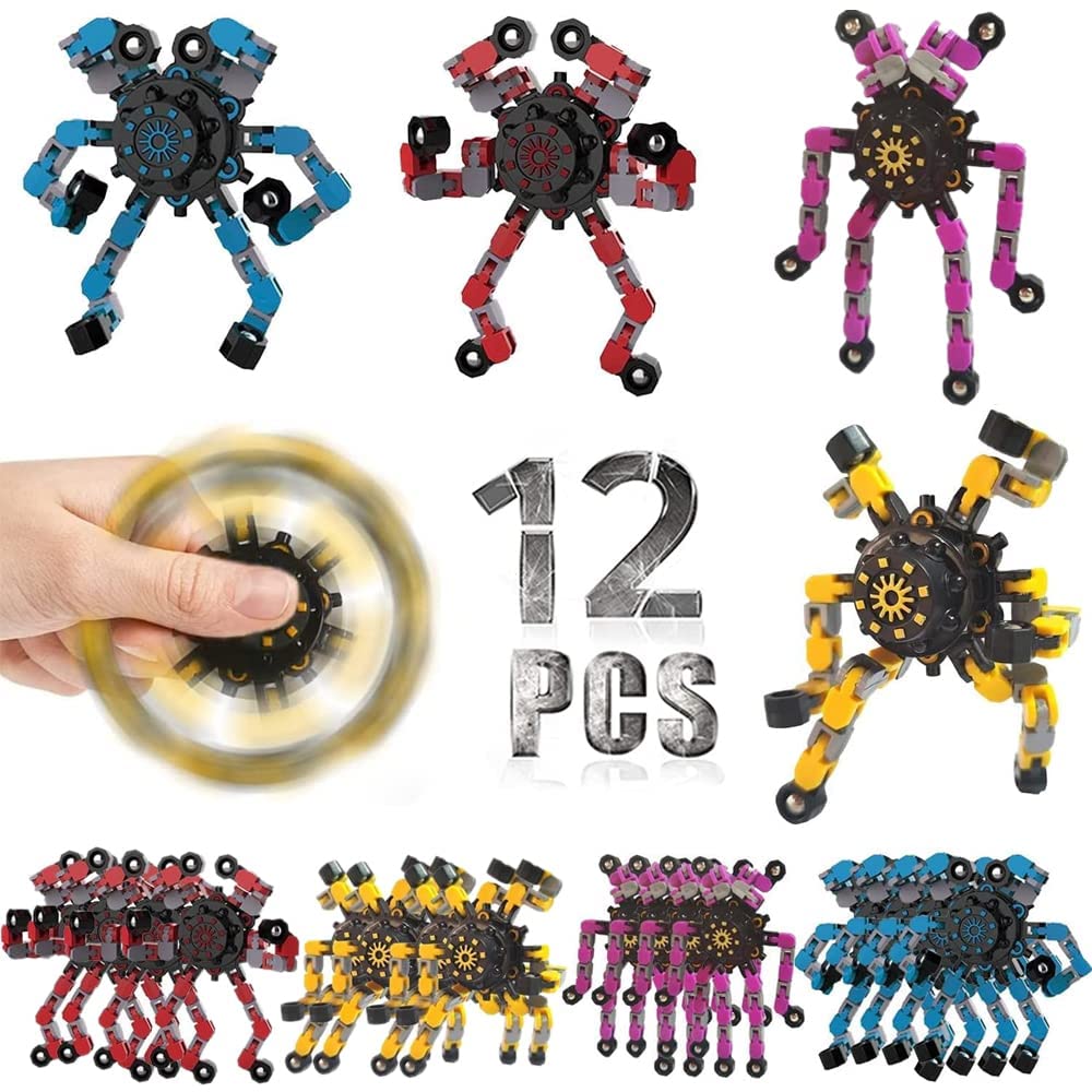 Photo 1 of 12 Pcs Transformable Fidget Spinners for Kids and Adults Stress Relief Sensory Toys for Boys and Girls Fingertip Gyros for Party Favors Goodie Bag Stuffers for Kids,Classroom Prize Stocking Stuffers