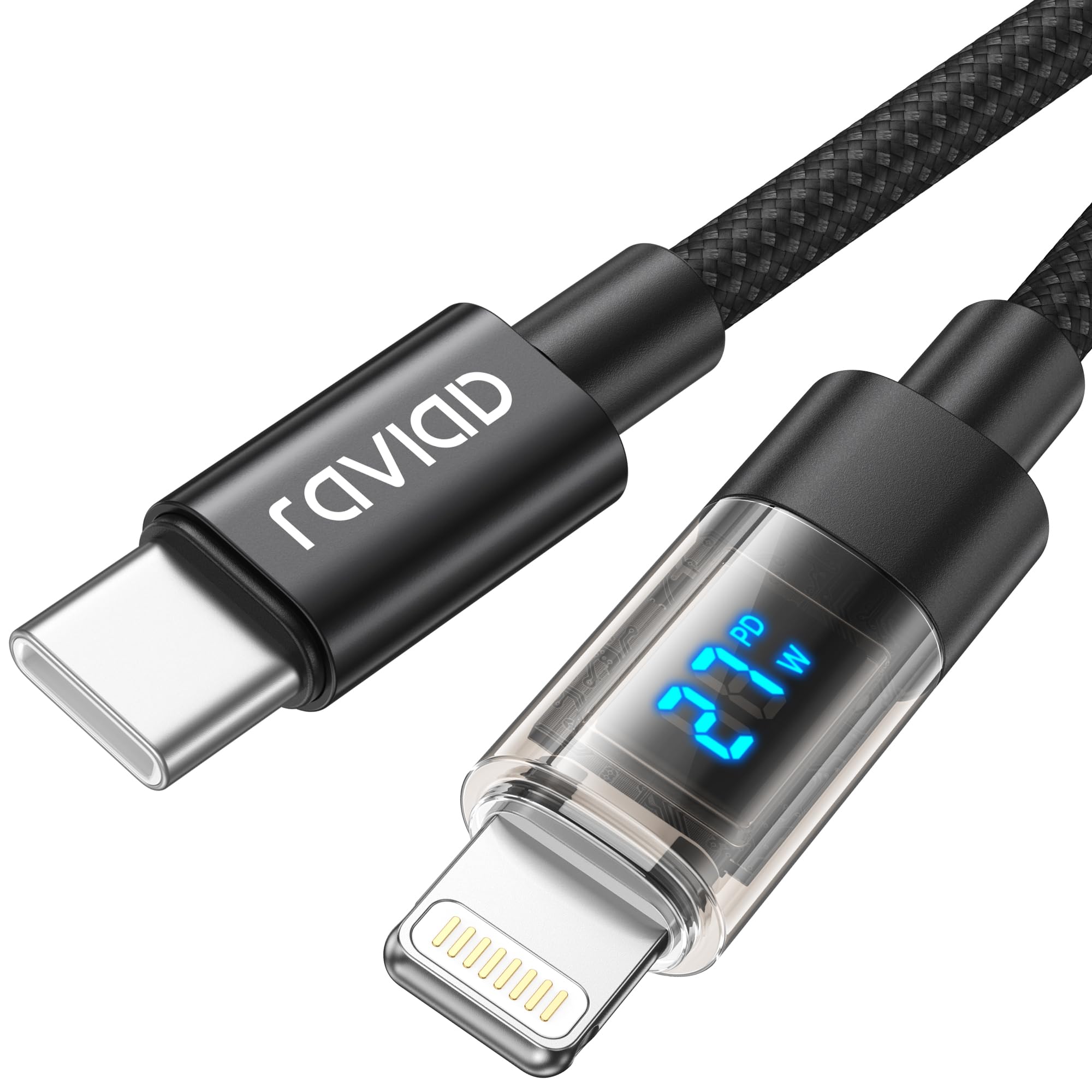 RAVIAD Cavo USB C a Lightning 2M [Certificato MFi] Cavo iPhone USB Tipo C in Nylon Carica Rapida Caricatore per iPhone 14/13/13 Pro/13 Pro Max/12 Mini/11 Pro/11 Pro Max/11/SE 2020/XR/XS/X/8/8 Plus