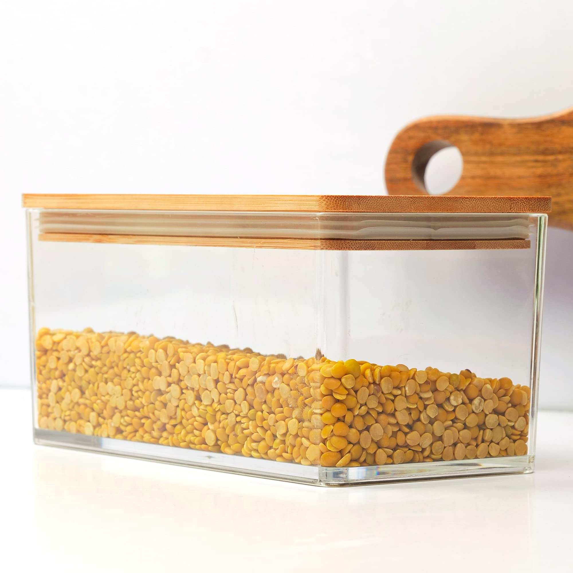 Anko 1 Litre Acrylic Airtight Food Storage Container With Bamboo Wood Lid | BPA-free Multi-utility Leak-proof Clear Acrylic Container for Spices, Dried Herbs, Nuts,Cereals and other Condiments (B0BWZ23VGH) Amazon Price History, Amazon Price Tracker