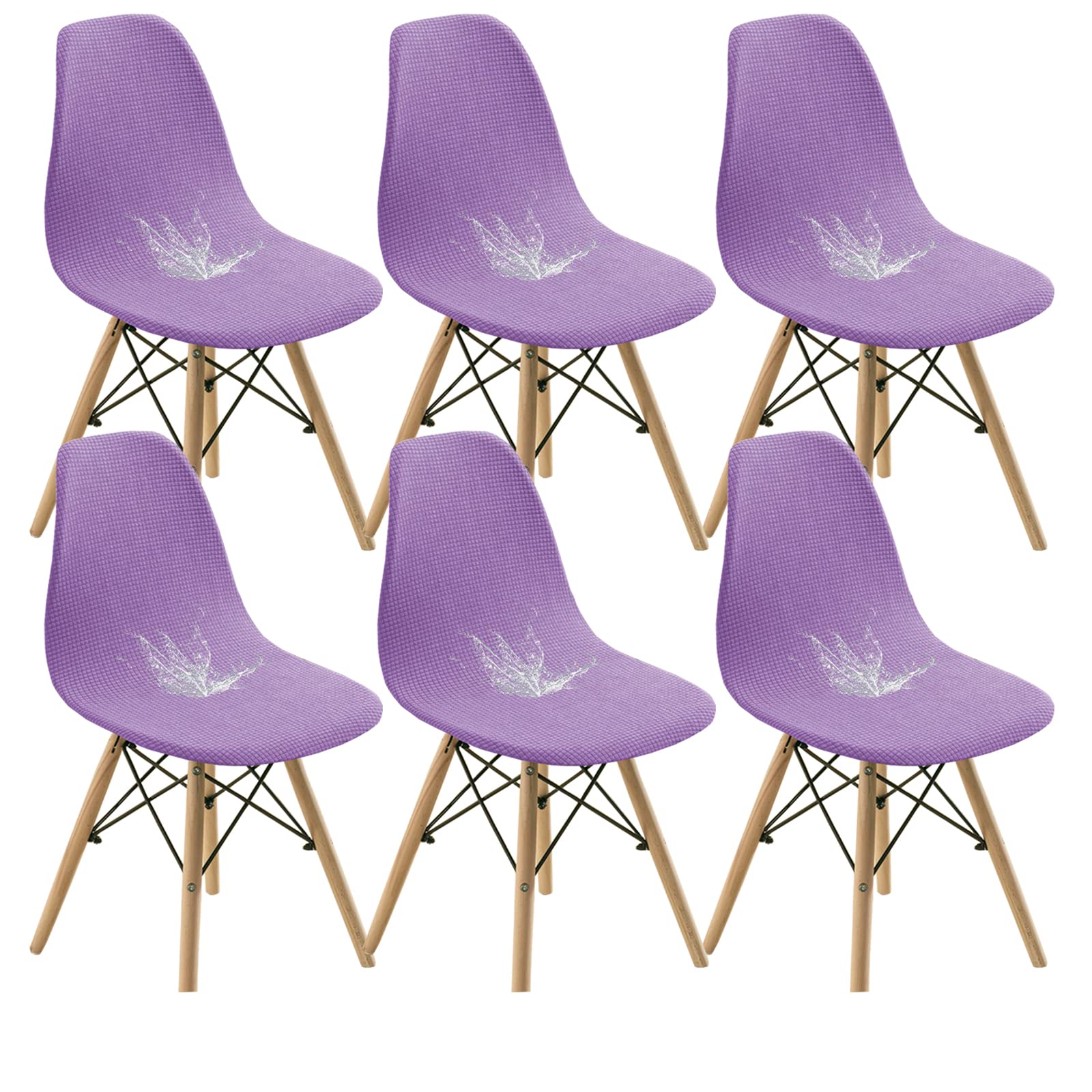 Bestenrose Water Resistant Shell Dining Chair Cover Jacquard Stretch Armless Chair Slipcovers Removable Washable Seat Cover for Kitchen Banquet Home Hotel Side Chairs Slipcover (set of 6, Purple) — image 1