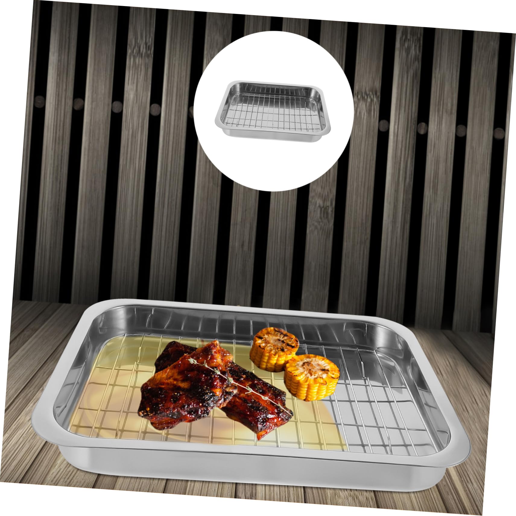 SHOWERORO Bandeja De Horno Rectangular Con Rejilla 33x23x5 Cm Acero Inoxidable Para Horno Adecuado Para Asar y Hornear Uso Doméstico y Profesional Kit De Bandeja Para Hornear