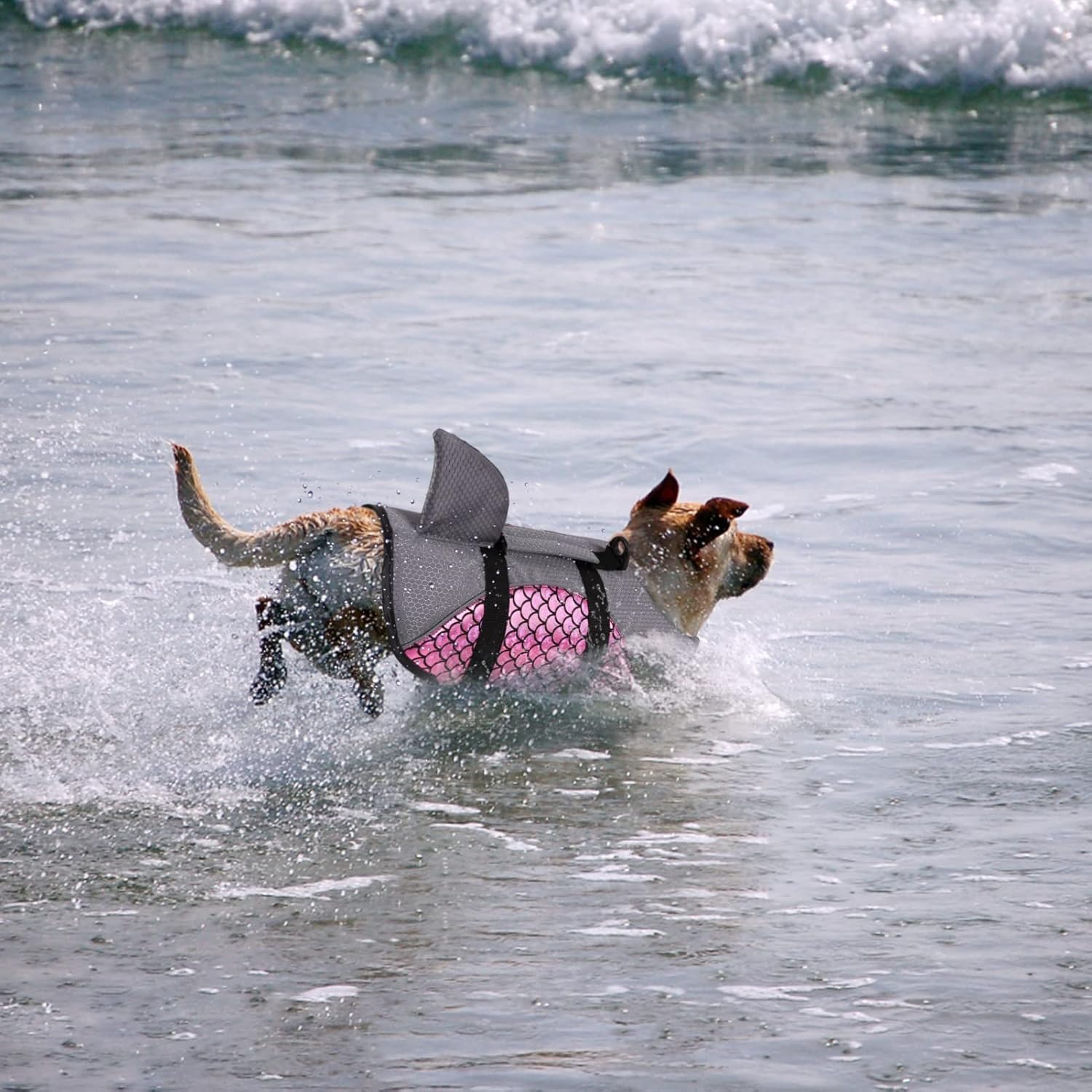 VBM Dog Life Jacket for Swimming Pet Safety Vest Adjustable Safety Jacket for Dog Lifesaver Swimming Training, Summer Swimwear Ripstop Float Coat (Pink, L) 4