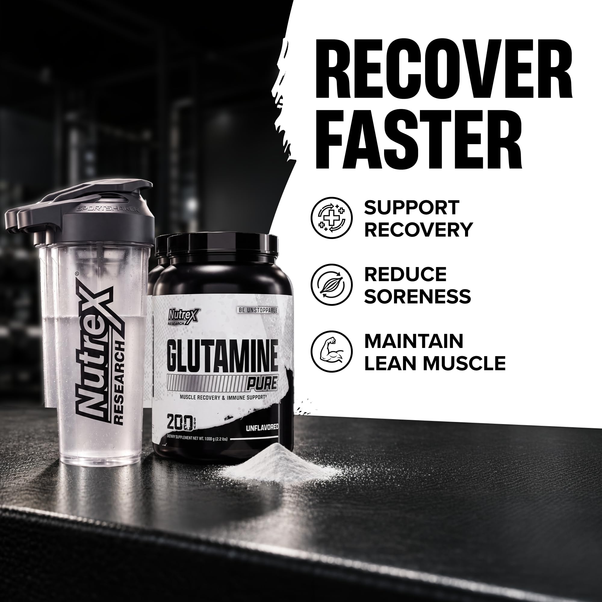 Nutrex Research L-Glutamine Powder - 200 Servings - Pure Unflavored, Non-GMO & Gluten Free — Amazon image 2