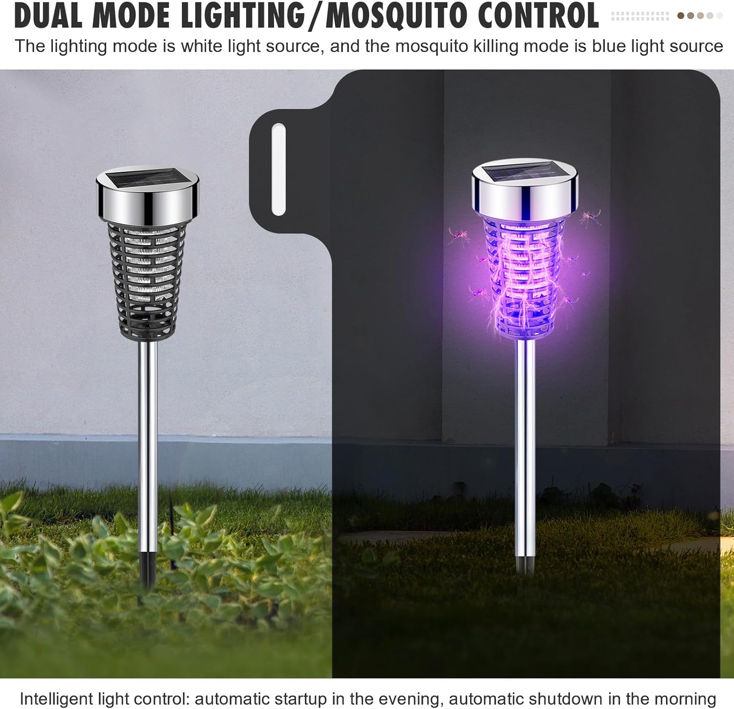 Qualirey 4 Pack Solar Bug Zapper Mosquito for Outdoor Waterproof LED Light Outside Mosquito Repellent Killer Bug Zapper for Indoor Outdoor Patio Yard