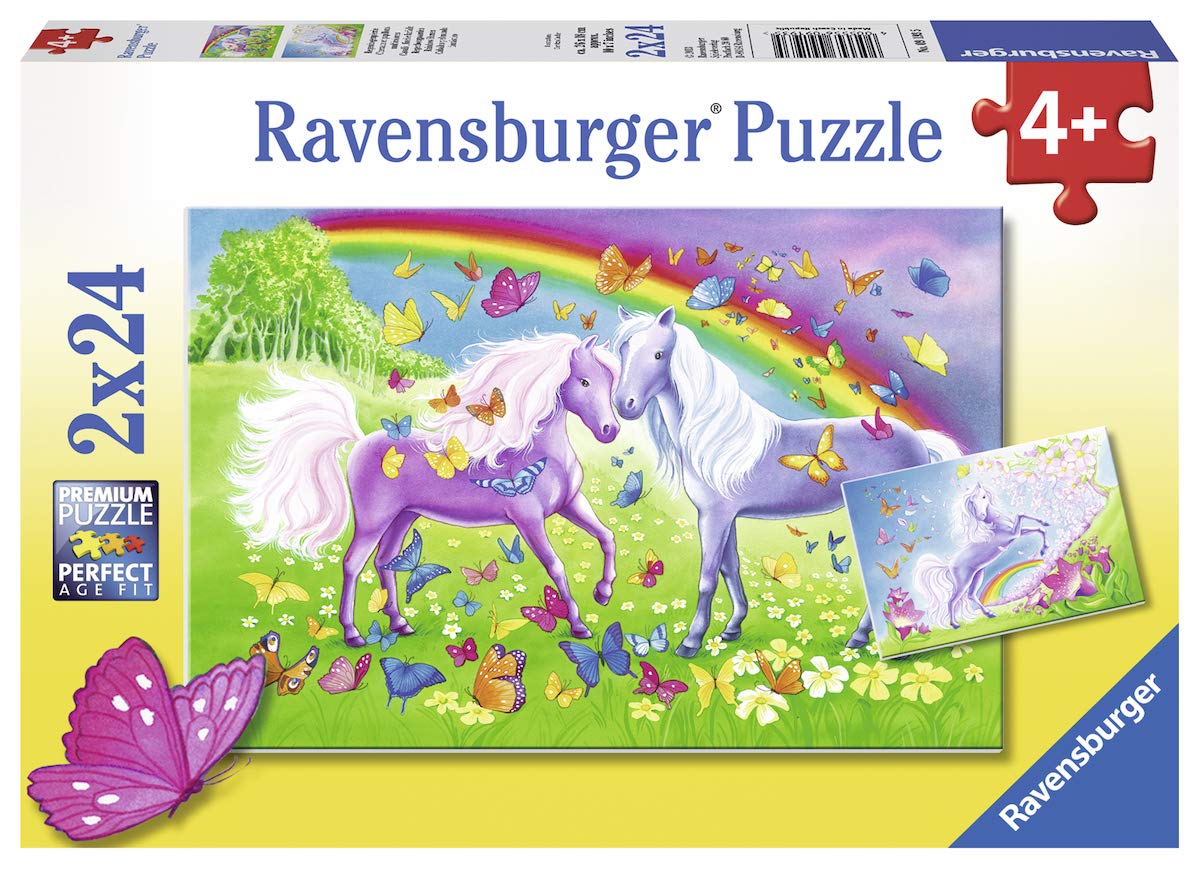 Ravensburger 09193, Rainbow Horses 2 x 24 Piece Puzzles in a Box, 2 x 24 Piece Puzzles for Kids, Every Piece is Unique, Pieces Fit Together Perfectly