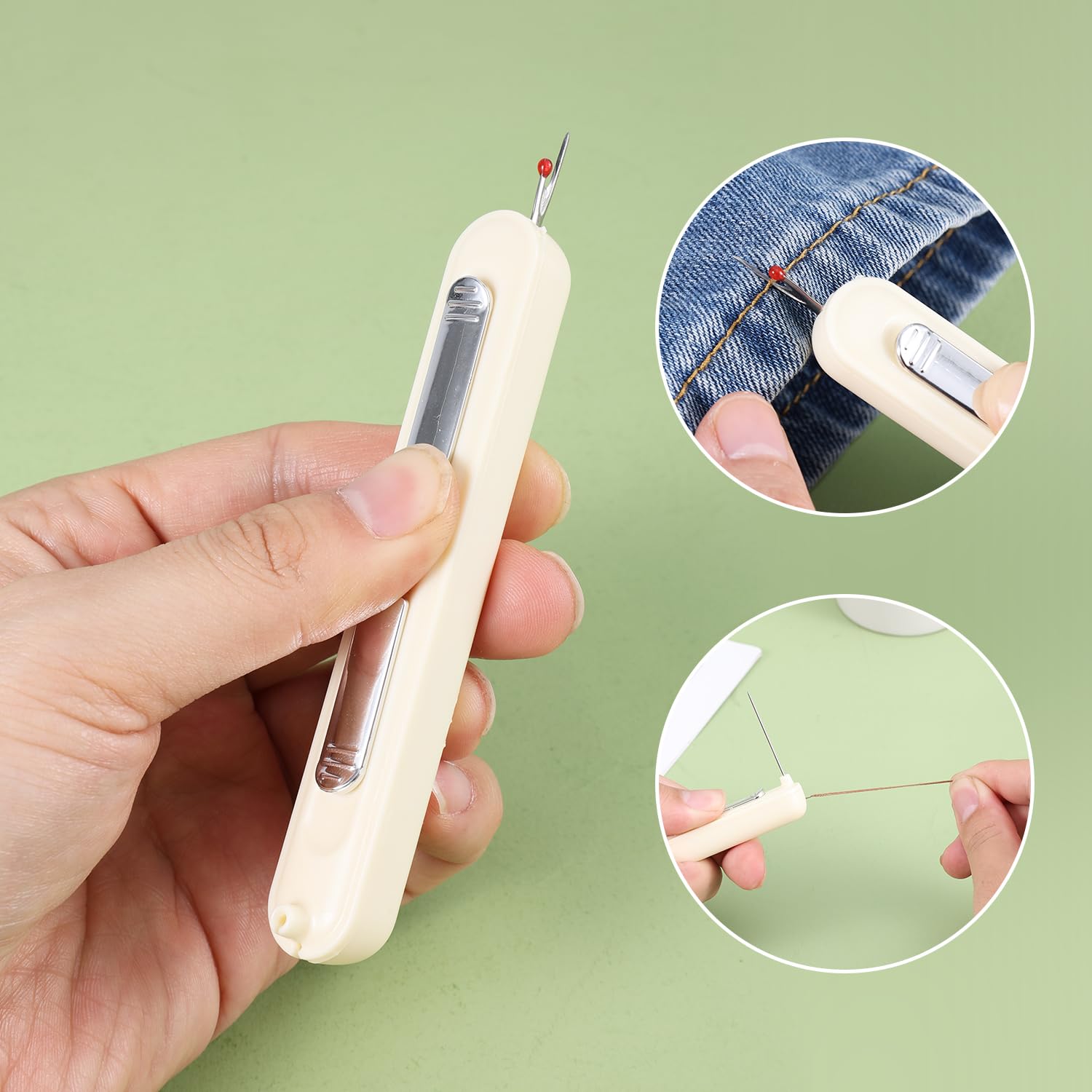 Lot De 3 Enfile-aiguilles 2 En 1 Extensibles Pour Couture, Tricot
