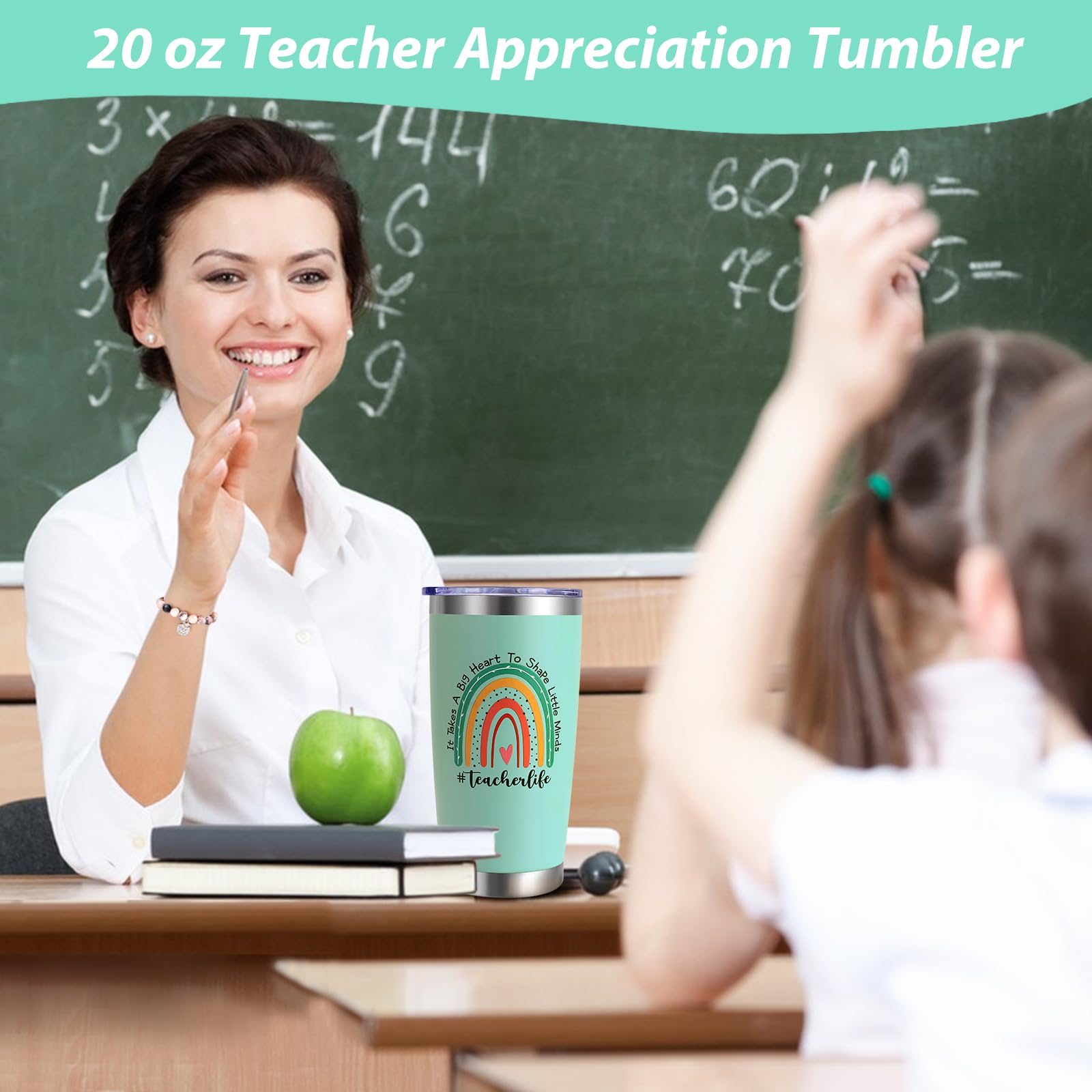 YONTINY Teacher Gifts for Women Christmas Gift for Teachers 20oz Personalised Teacher Travel Mug Best Appreciation Gifts for Teachers Women - Image 4