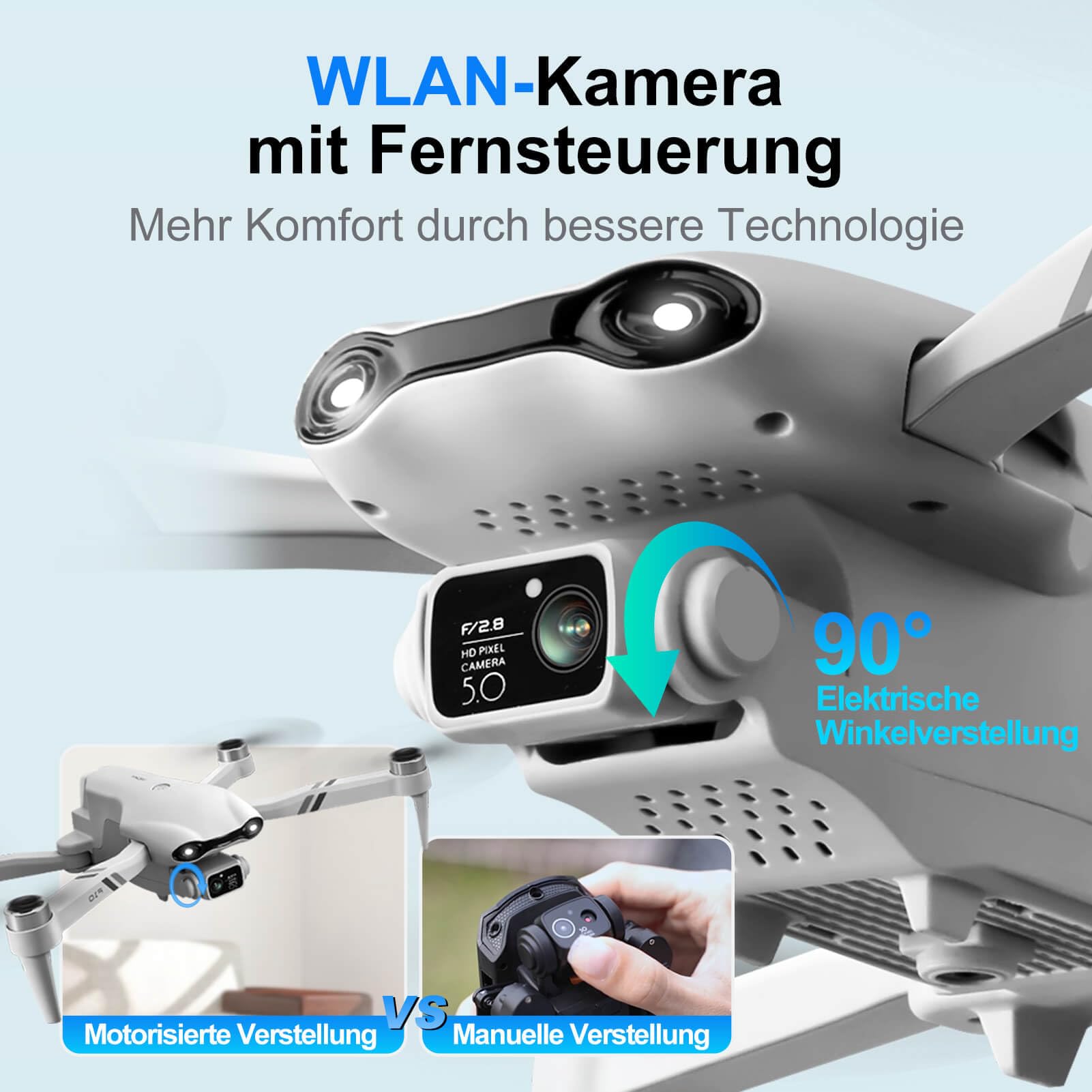 Jiakora Drohne mit Kamera 1080P, RC Drone Spielzeug für Kinder & Erwachsene | RC Drohne für Anfänger, Leicht zu fliegen, Doppelkamera, Bürstenlosem Motor, 2 Akkus, Faltbare, RC Flugzeug Spielzeuggeschenk