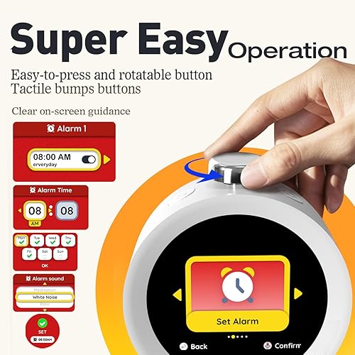 Miniatura 3 de MOMILLA Reloj despertador para durmientes pesados, temperatura de pantalla colorida, 4 alarmas, programables para 7 días, relojes pequeños,