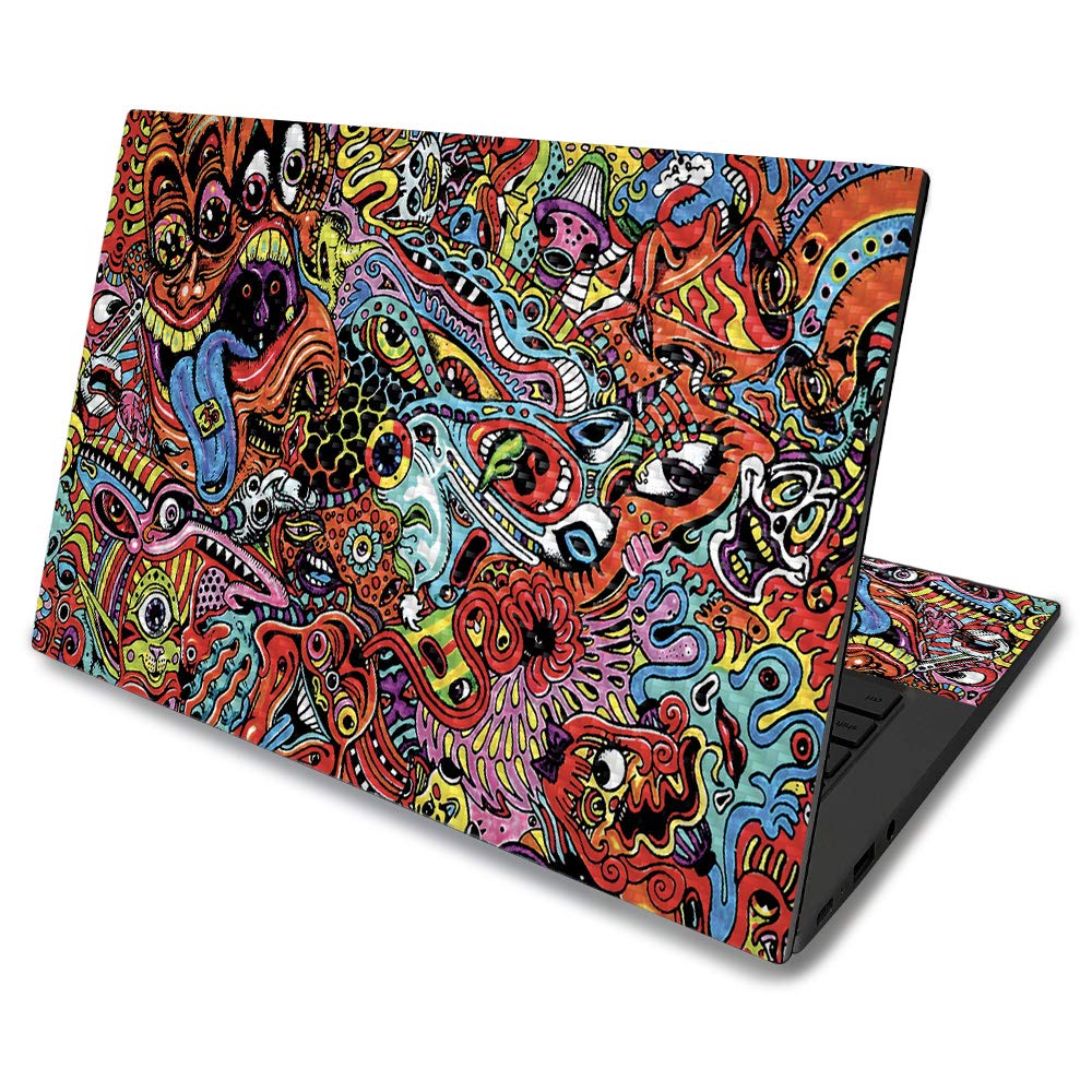 MightySkins Carbon Fiber Skin For Asus Chromebook C425 14" (2019) - Acid Trippy | Protective, Durable Textured Carbon Fiber Finish | Easy To Apply, Remove, and Change Styles | Made in the USA