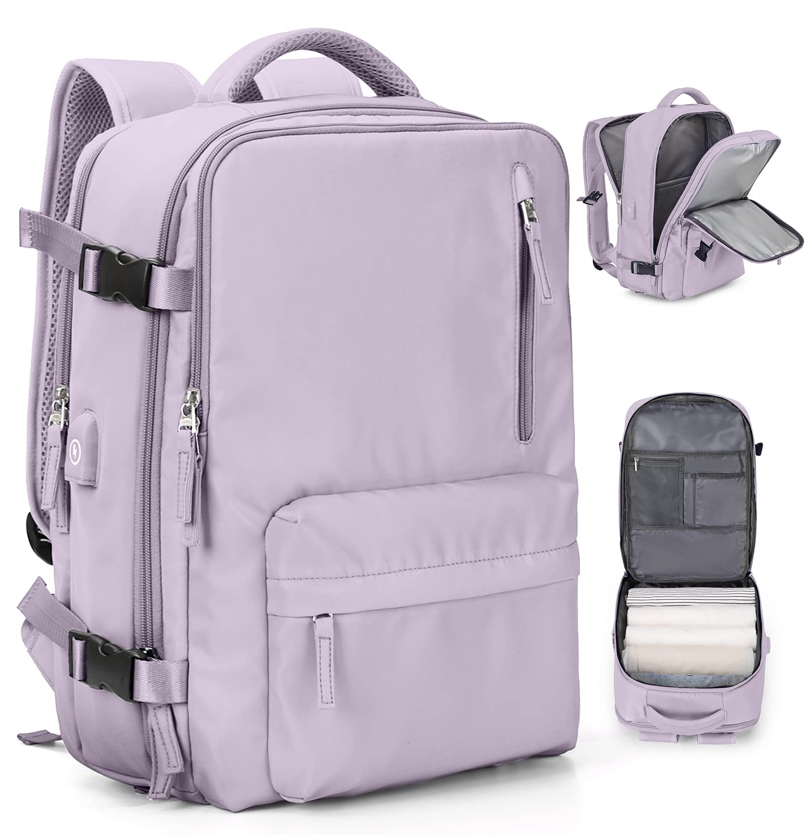Zaino da Viaggio per Easyjet 45x36x20 Bagaglio a Mano Zaino Borse da Cabina per Ryanair Il Sedile Zaino Aereo Bagaglio a Mano Donna Borsa Cabina Viaggio Zaino Travel Viaggio Casual Daypack,A7-Viola