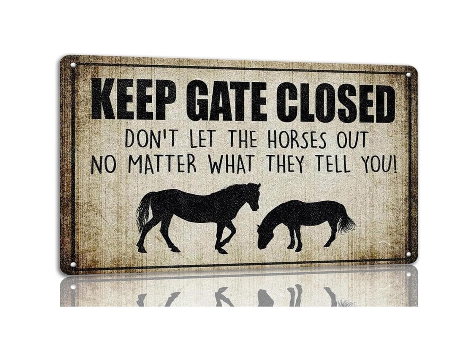 IDGTTLDF Retro Horse Warning Metal Tin Sign Vintage Farm Humor Wall-Art for Barn Stable Yard Fence 8 X 12 inch