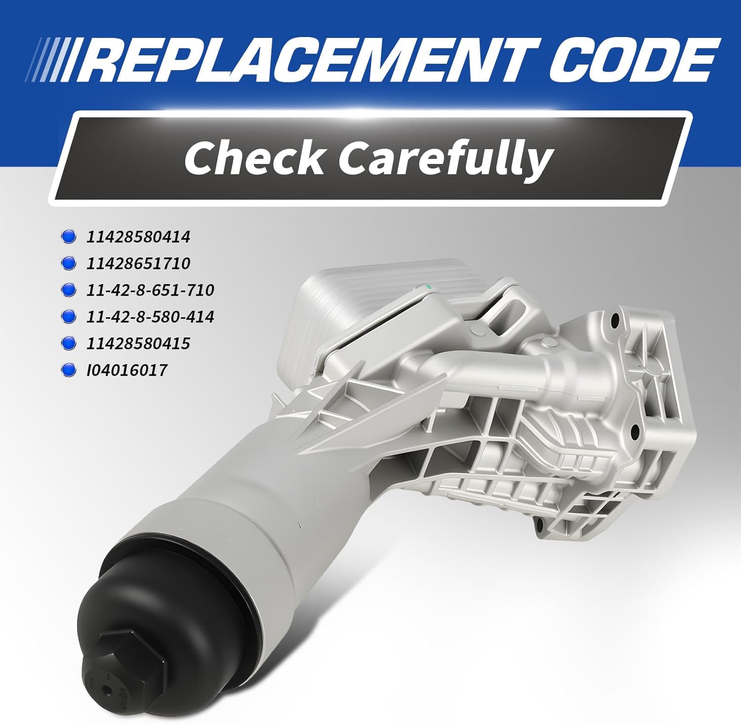 11428651710 Aluminum Oil Cooler Filter Housing Compatible with 230i 330 430i 530i 540i X3 X4 X5 X6 Z4 G20 G22 G30 G31 G32 G01 G02 G05 G06 G29 2017-2023 with Oil Cooler Sensors and Gasket