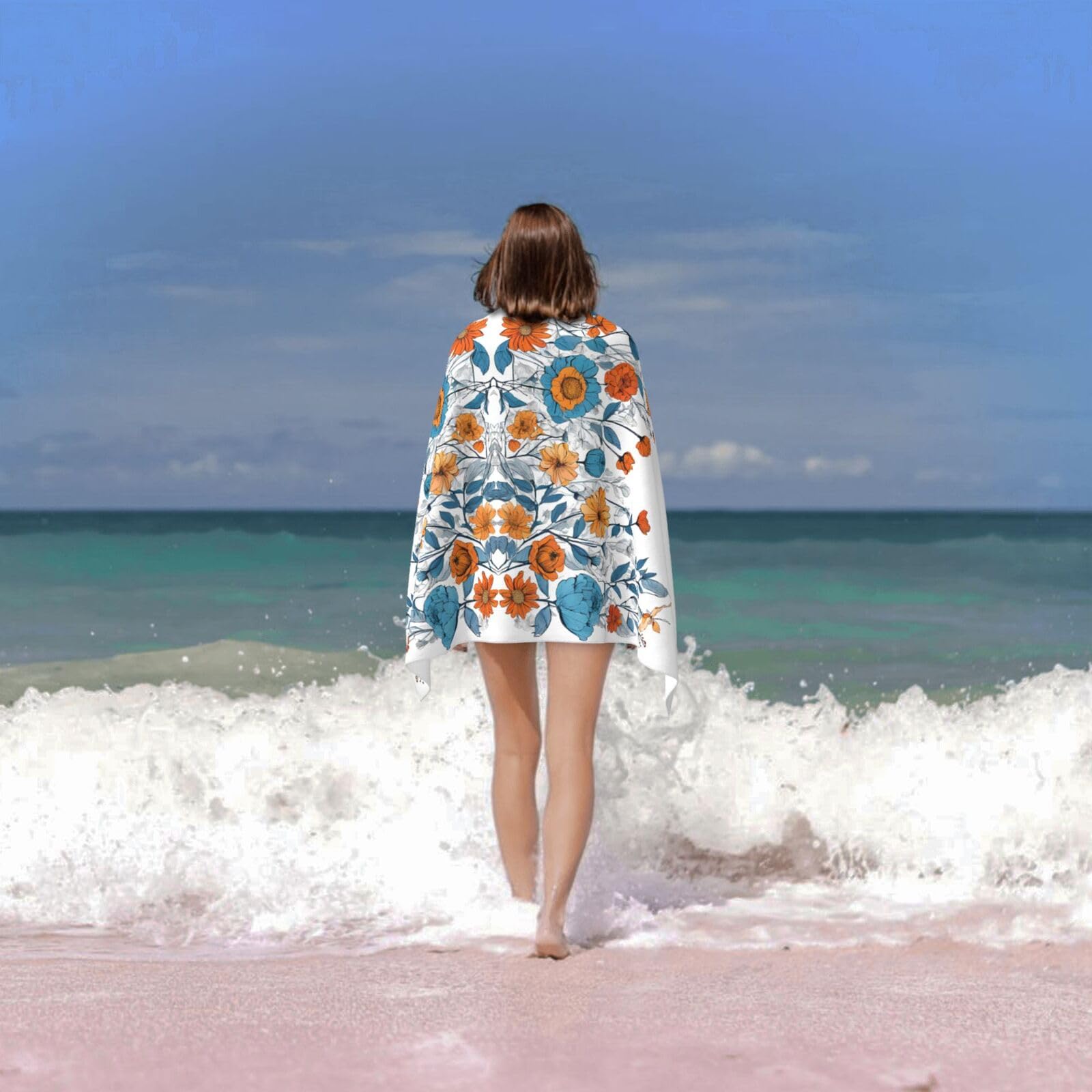 Amazon.com: ACMVVSCFK Turquoise Teal Floral Microfiber Beach Towel