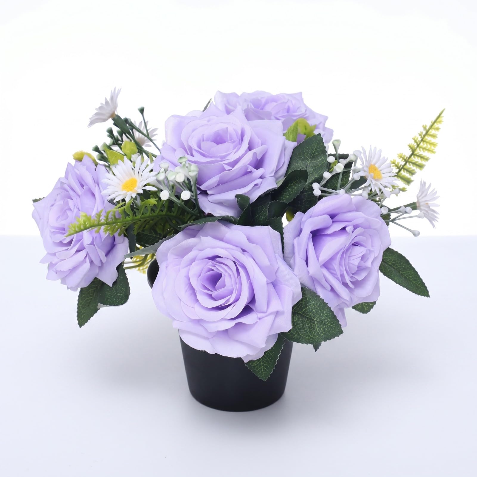 Homesecret Pack 1 Artificial Flowers for Graves in Pots 25cm | Purple Foilage Grave Flower Pots for Christmas | Luxury Memorial Flowers for Graves, Funerals & Lasting Tributes | All Season Displays โ image 1