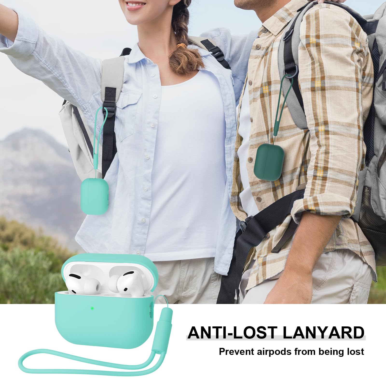 Mocarheri Funda Silicona Compatible con AirPods Pro 2.ª Generación, Ultradelgada Fundas Protectora de Silicona para AirPods Pro 2.ª Generación 2022,Menta Verde/Lavanda(2PCS) — view 7