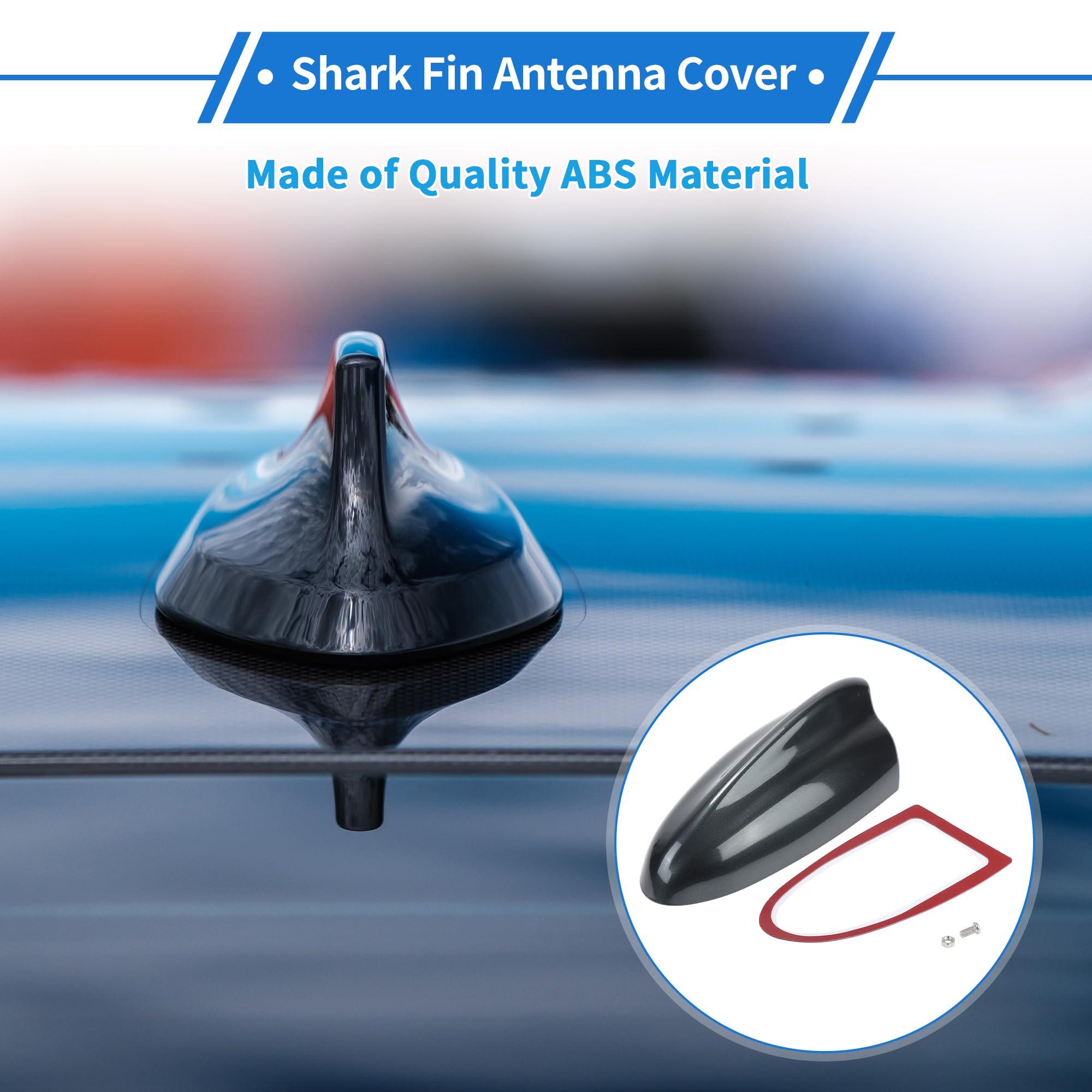Cubierta de Antena de Aleta de Tiburón Antena de Techo de Señal Am/FM Universal para Coche SUV Camión Todoterreno Material ABS con Base Adhesiva Gris Oscuro
