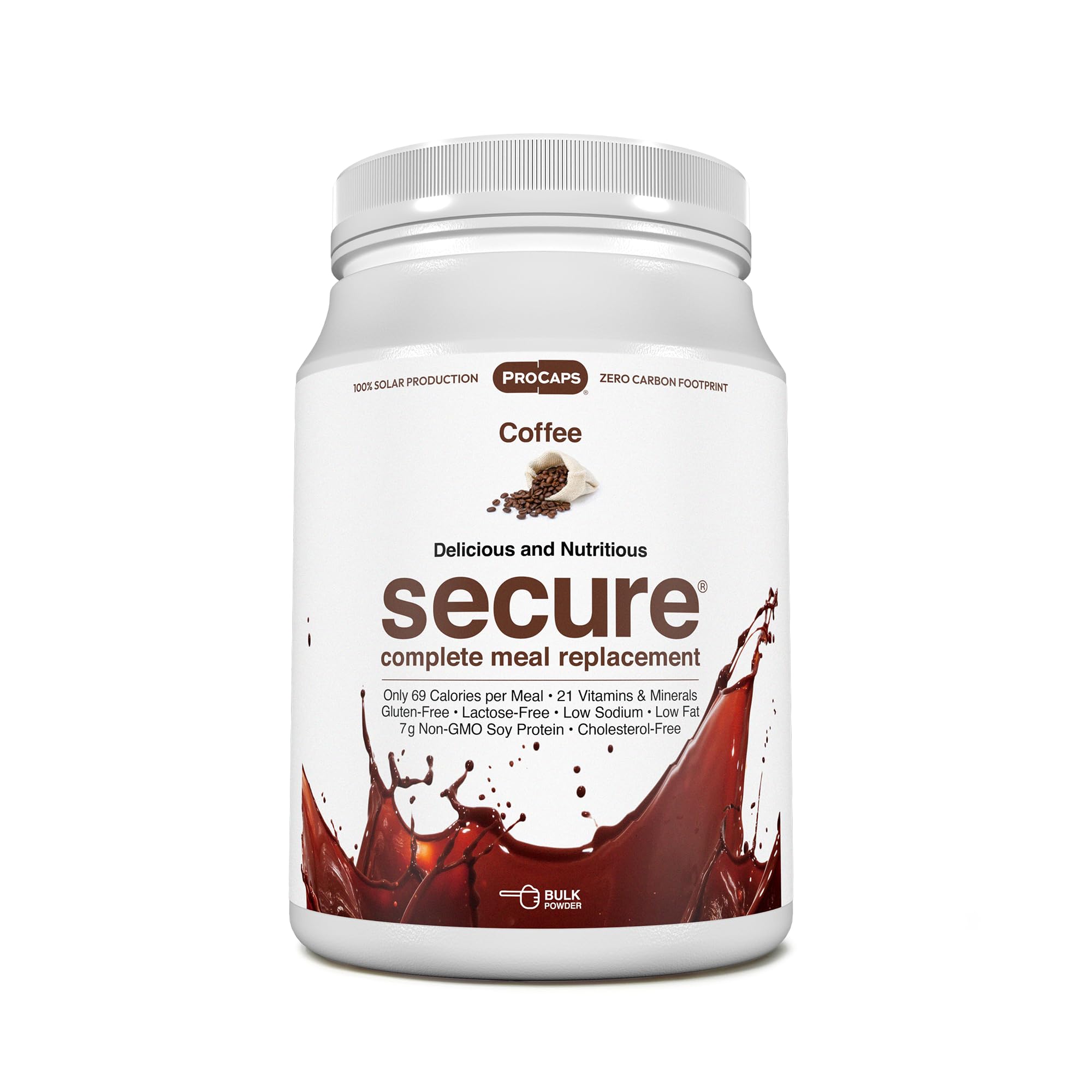 ANDREW LESSMAN Secure Soy Complete Meal Replacement - Coffee 60 Servings - Only 69 Calories, 7g Non-GMO Soy Protein, Vitamins and Minerals, Low-Fat,
