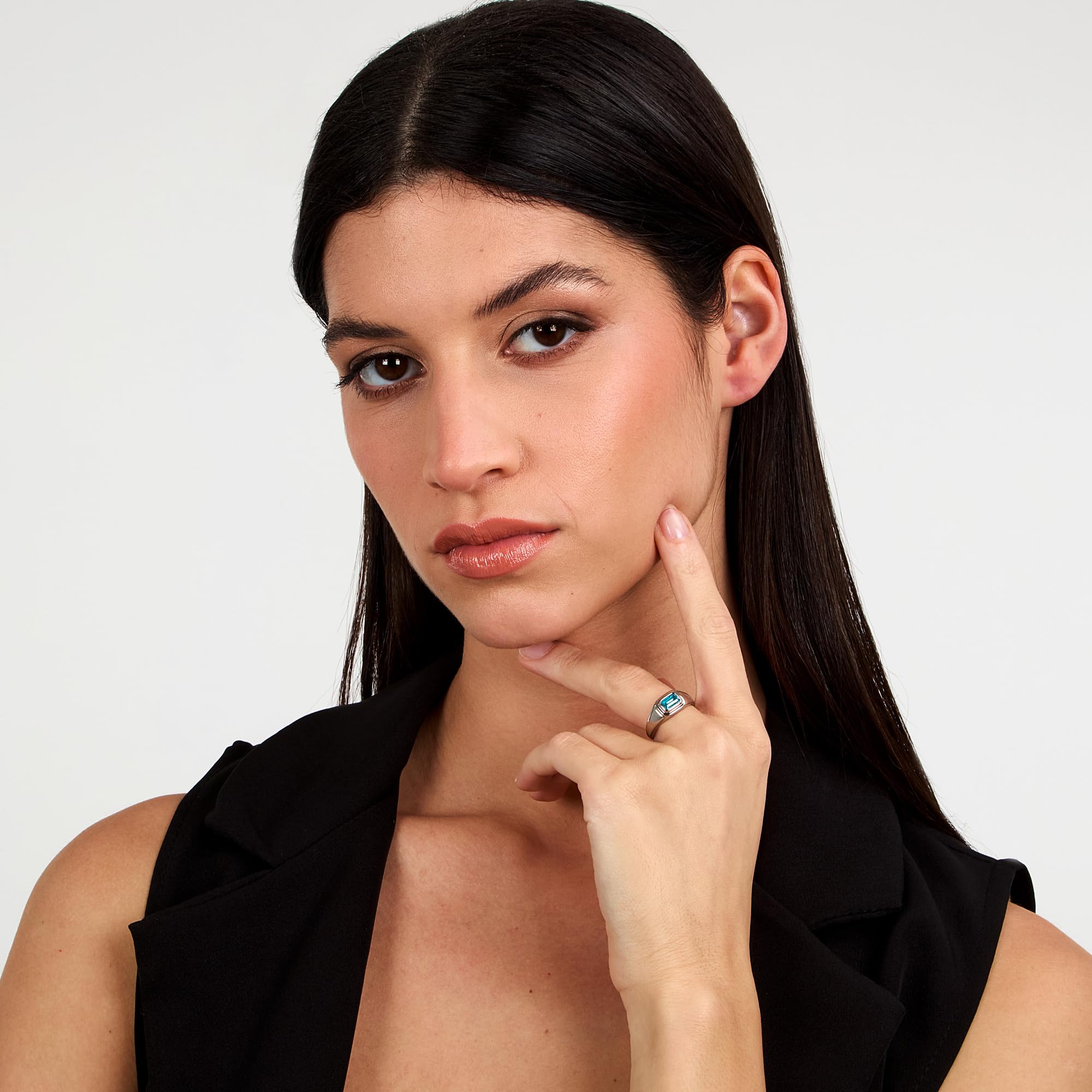Trussardi Anello Donna in Acciaio, Zirconi, Collezione T-DESIGN, Regalo Anniversario