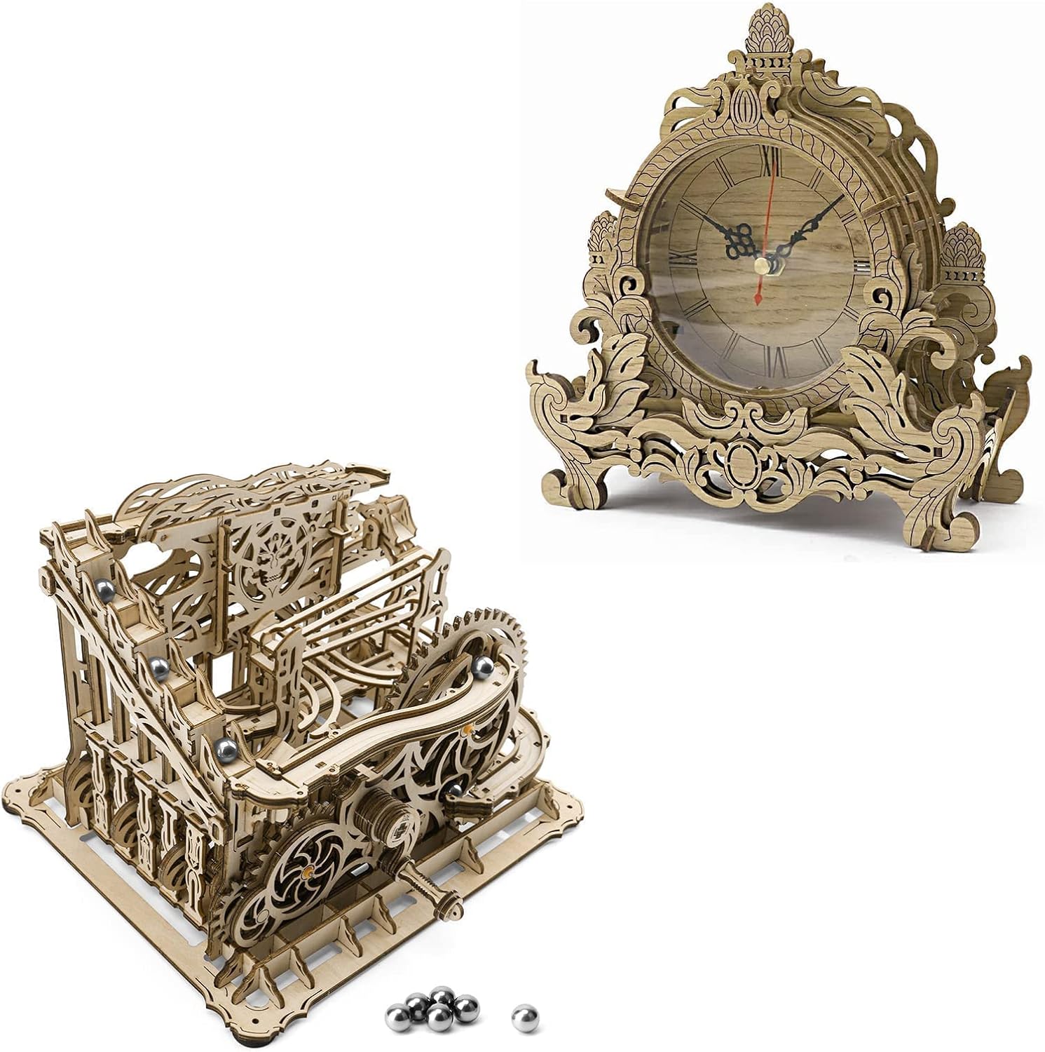 OWNONE 1 3D Wooden Puzzle Clock Light & Marble Run, 3D