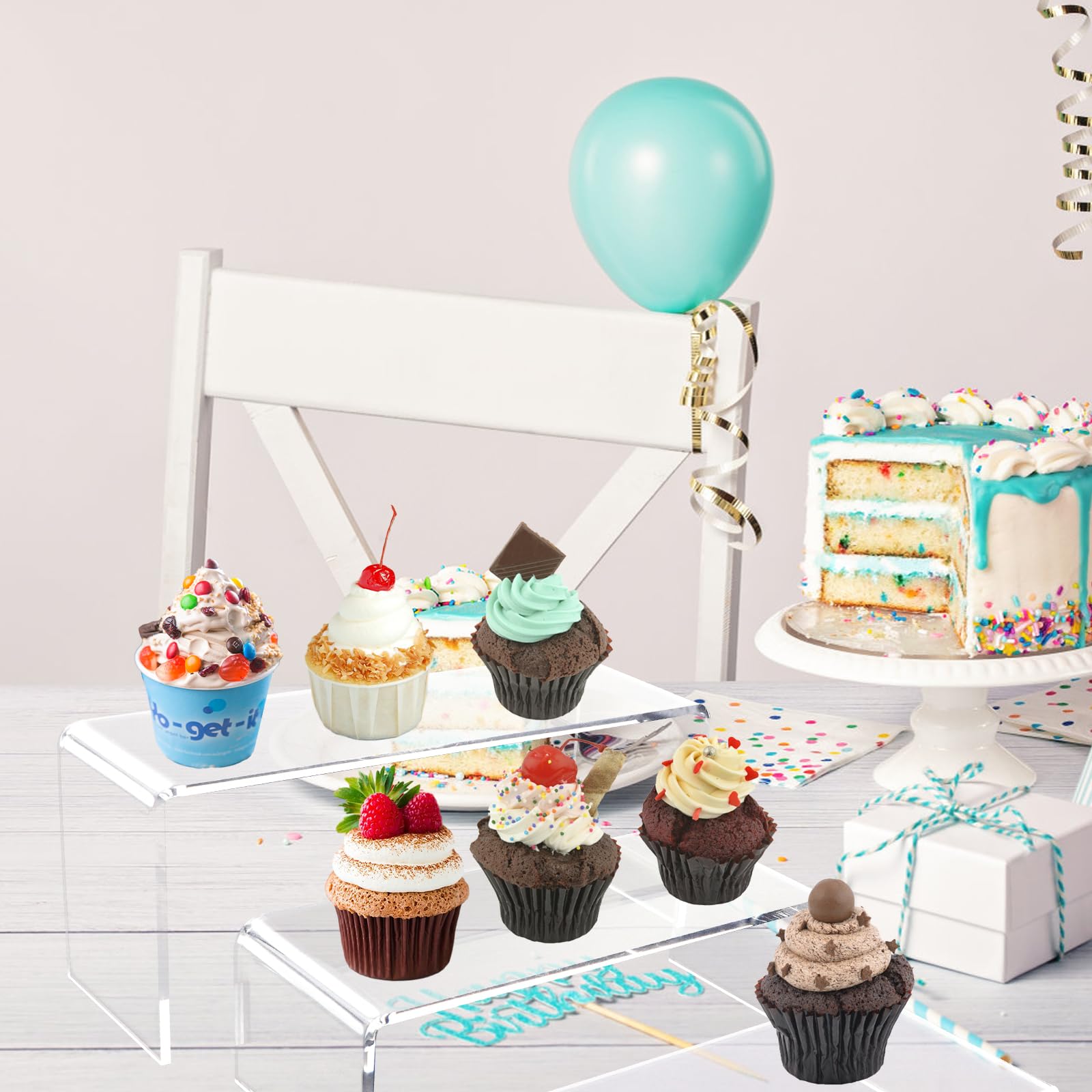 ZYNERY 10 Stück Acryl für Display, 5 Größen klar Riser Regal für Cupcakes, Pop Figuren, Kosmetik, Sammlerstücke Display, Schminktisch Organizer, Transparenter Ständer für Haus & Shop Display