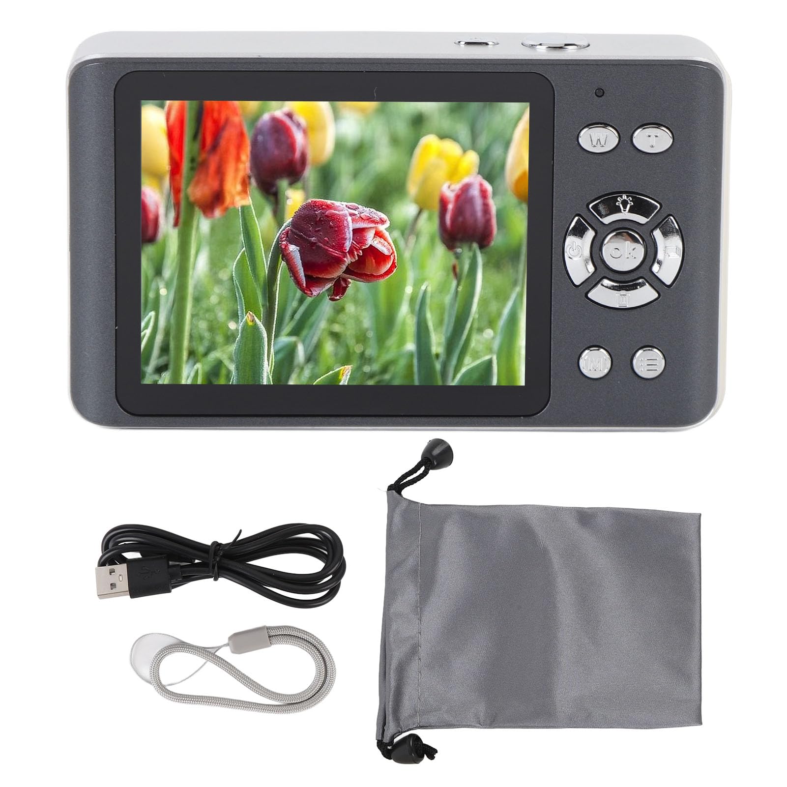 Kamera Cyfrowa 4K 64MP Kompaktowy Punkt Autofokusu i Fotografowanie z 18 -krotnym Cyfrowym Zoomem 2,8 -calowym Ekranem dla Miłośników Fotografii (BLACK)