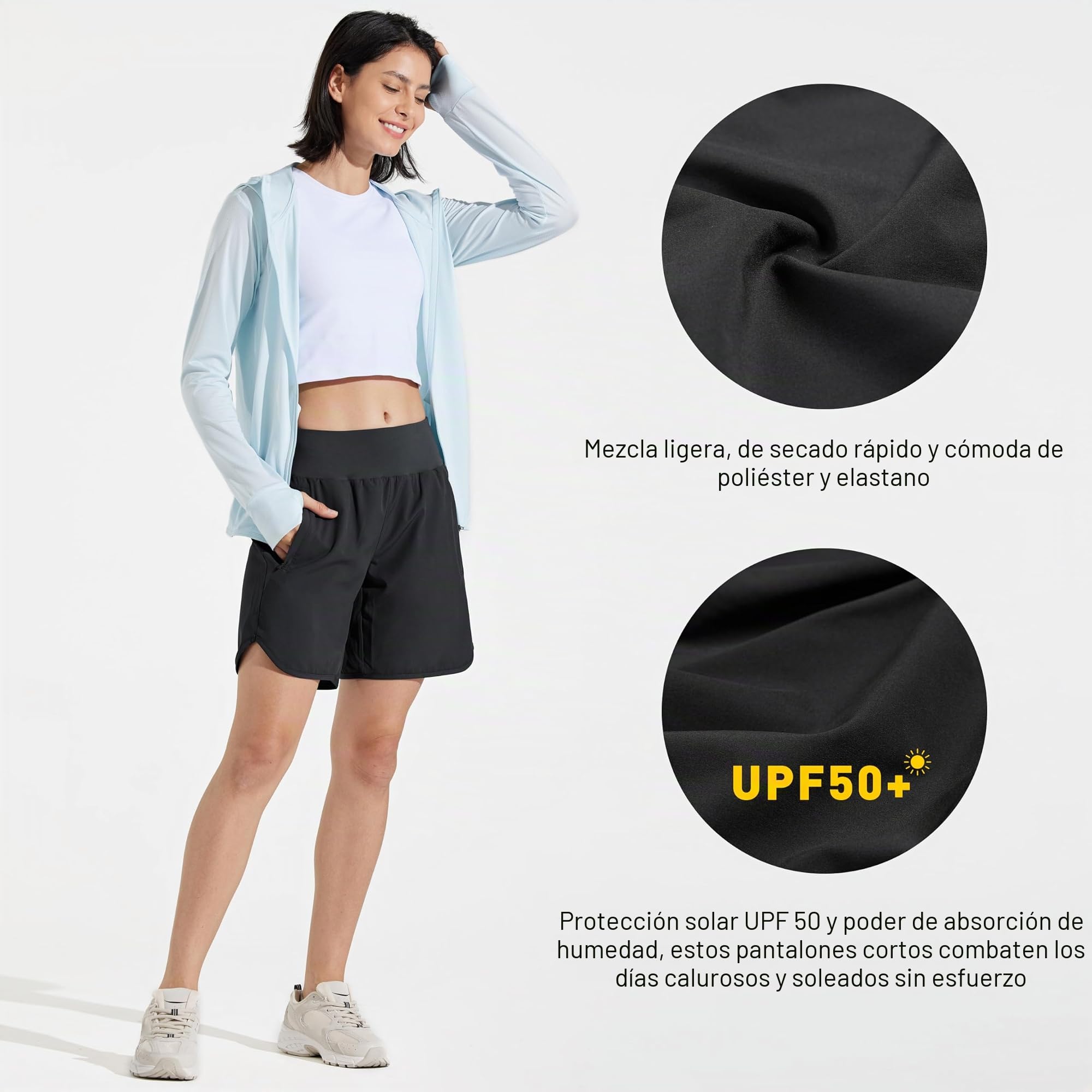 Libin Pantalone Corto Mujer de Deporte con Forro de Secado Rápido Running Atléticos Yoga Gimnasio Shorts con Bolsillos Cremallera