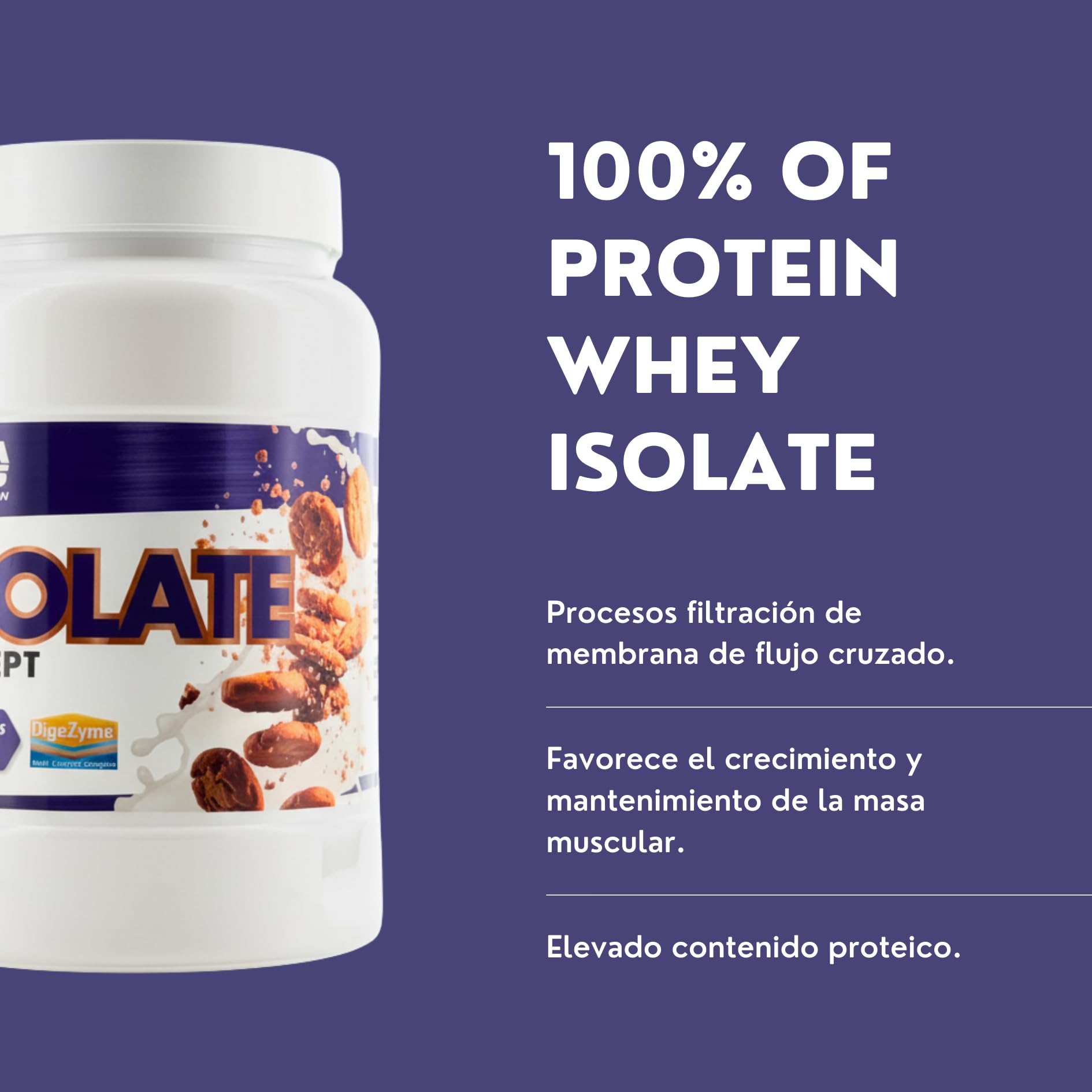 Proteína Isolate Concept - Mega Plus - DigeZyme - Proteina En Polvo Aislada De Suero De Alta Pureza Para Definición Muscular Y Recuperación - Proteina Isolada y Leche En Polvo - Proteina Chocolate 1kg
