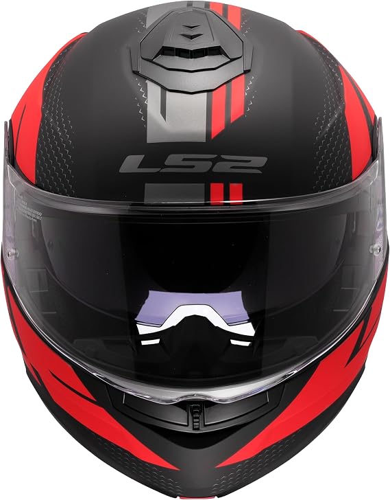LS2, STROBE II CODE Modular Motorcycle Helmet Matt Black Red, S