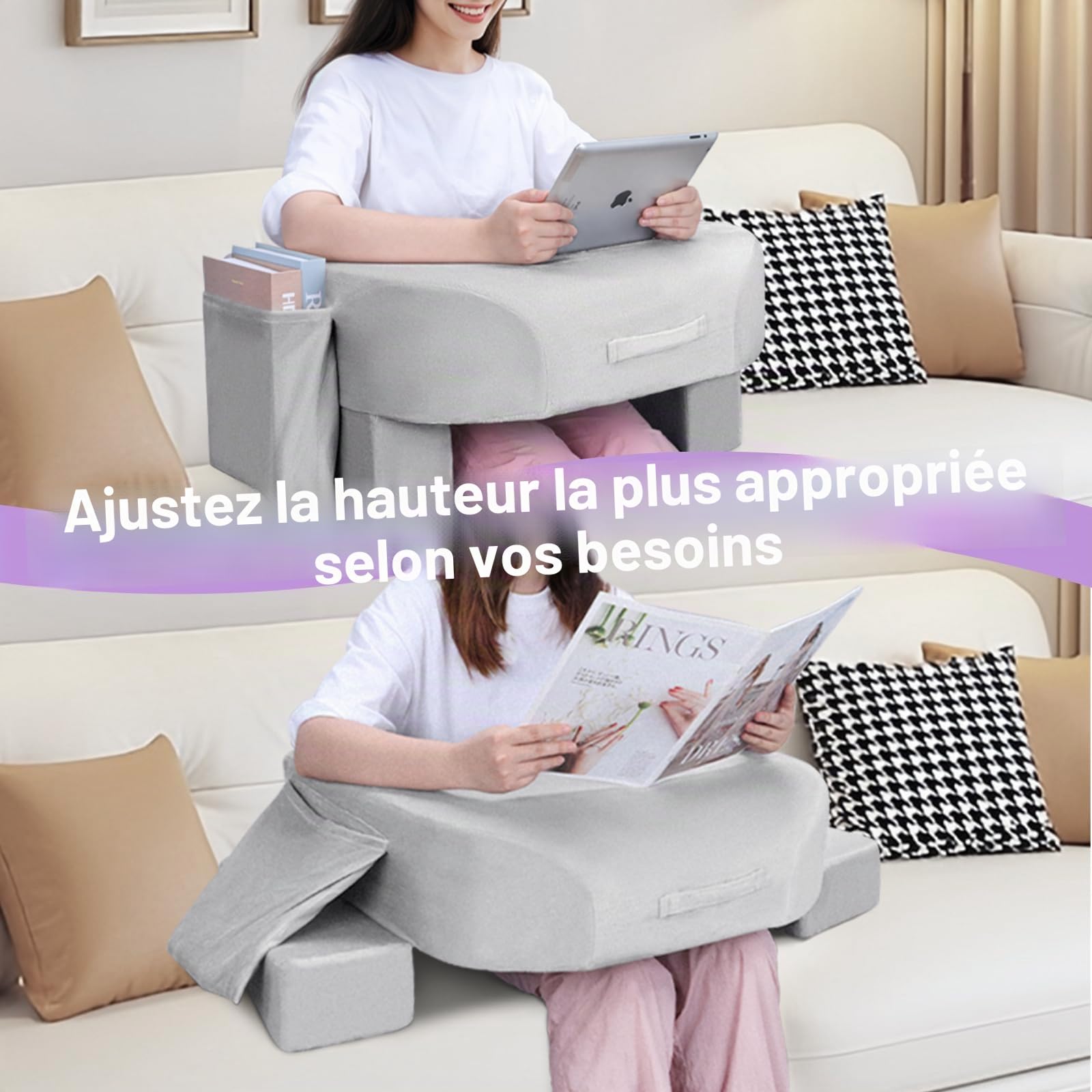 Babenest Coussin de lecture pour les genoux, les accoudoirs, les jeux de travail