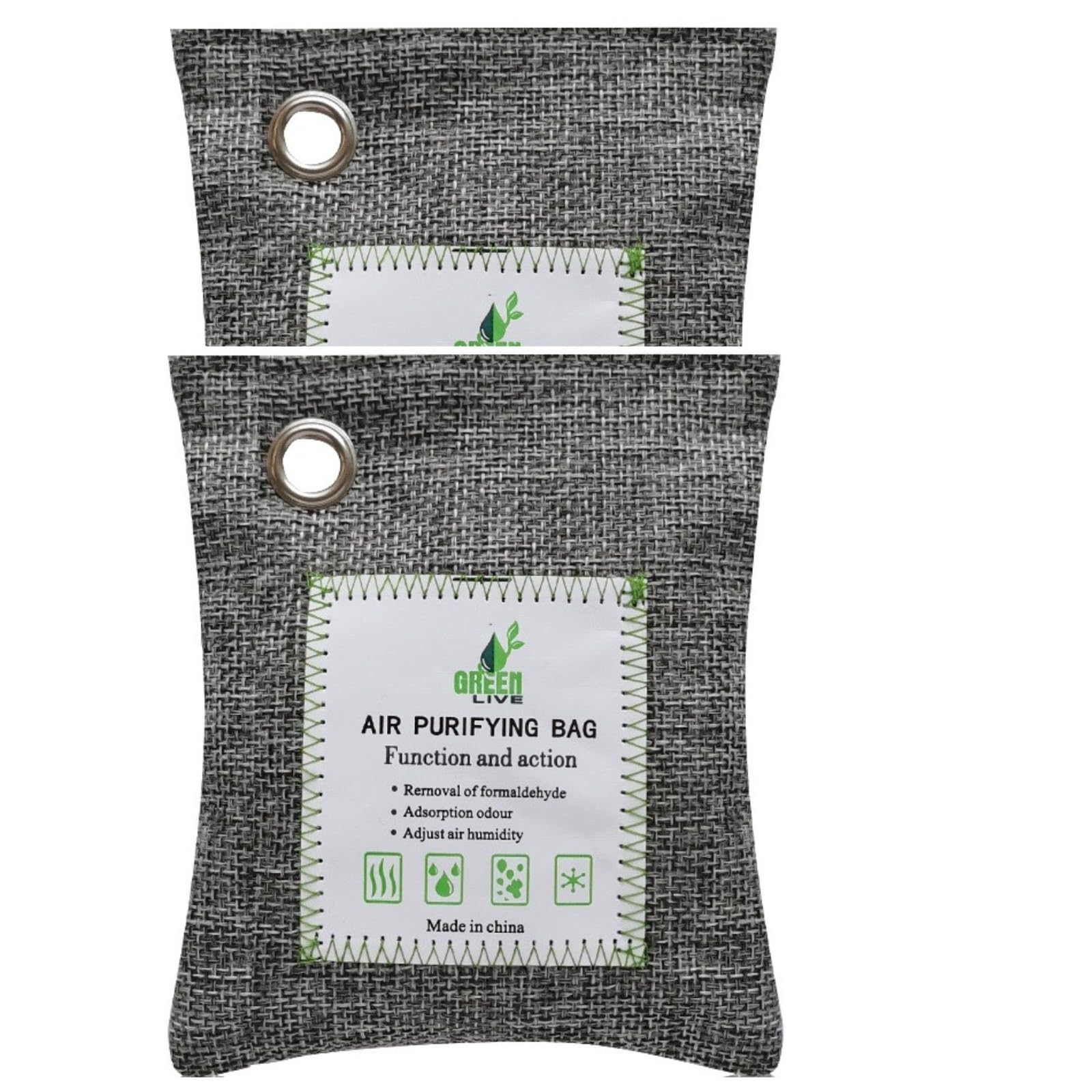 Bolsas de carbón activado,2 piezas (100gX2) Bolsa Desodorante,Activo Ambientador,Deshumidificador,Purificador De Aire,Aire Natural Absorbentes,para zapatos,coche,cocina,baño,nevera,oficina