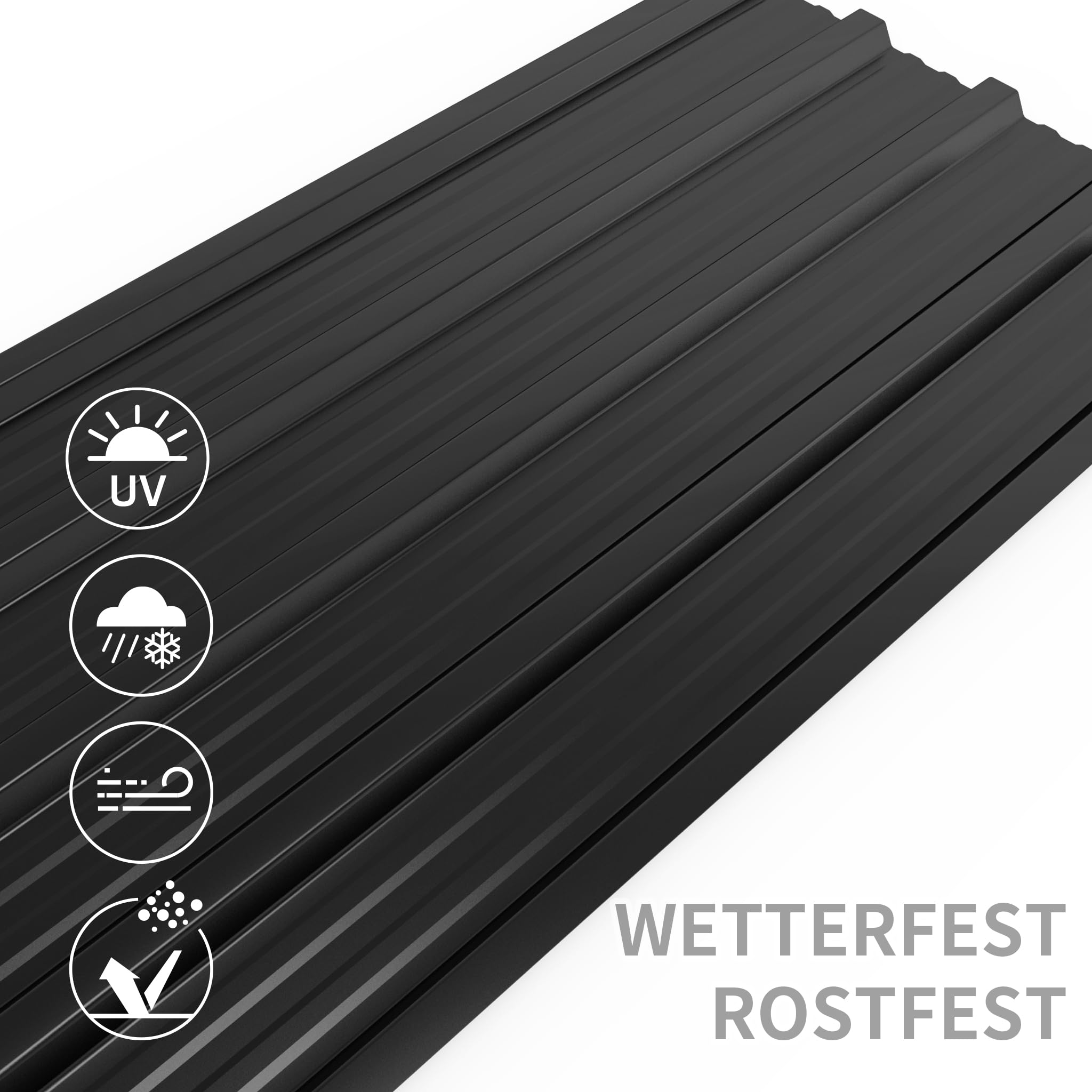 Mondeer 14 láminas de techo de metal corrugado de 7 m², 110 x 46 cm, acero galvanizado, trapezoidal, para garaje, cochera, cobertizo, invernadero, paneles de perreras, color negro