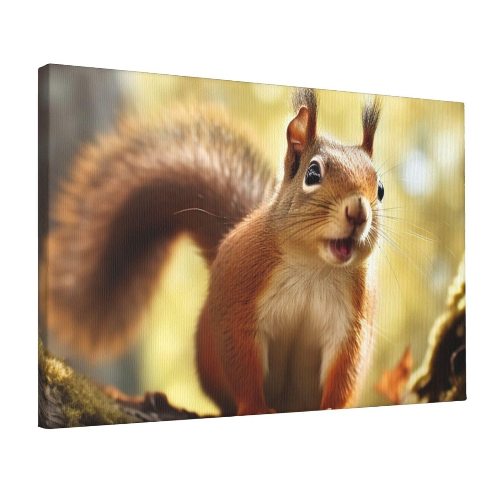 DWVTSLH Funny Squirrel Poster Paintings Canvas Wall Art Bedroom Prints Home Decor Hanging Picture Modern Home Artworks Aesthetic for Living Room Office Wall Decor 12x18in Unframed