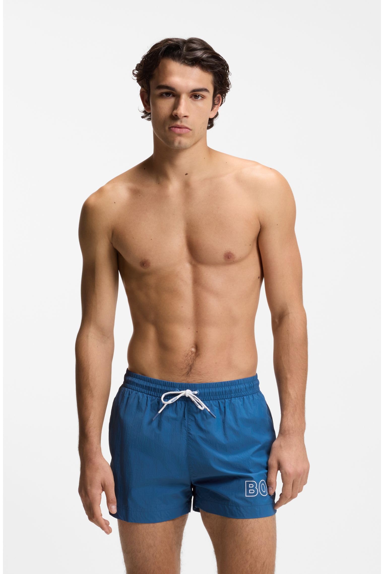 BOSS Herren Mooneye Badeshorts mit Umriss-Logo-Print