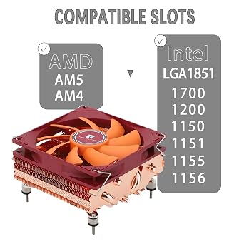 TR-Thermalright AXP90 X47 Full CPU Cooler-4 Heat Pipes, Quiet 92mm Low Profile Fan-2700RPM, 47mm High,for AM4/AM5,Intel LGA1851/1700/115x/1200,Low Profile ITX PC Cooler-Pure Copper Process