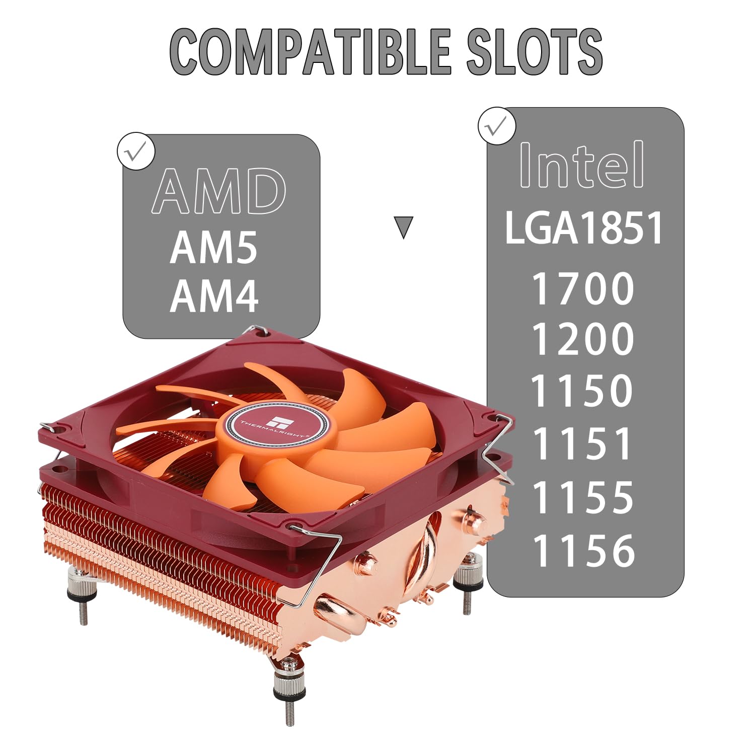 TR-Thermalright AXP90 X47 Full CPU-Kühler, 4 Heatpipes, leiser 92 mm Low-Profile-Lüfter, 2700 U/min, für AMD AM4/AM5, Intel LGA1851/1700/115x/1200, Low-Profile-ITX-PC-Kühler-reines Kupfer-Prozess
