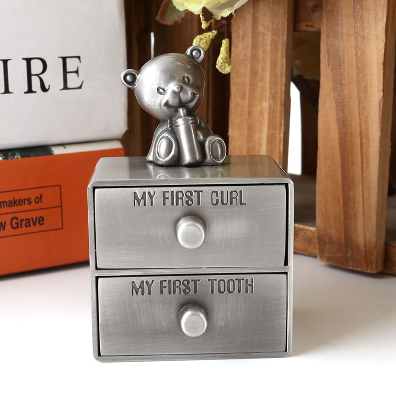 Scatolina Ricordo Per Primo Dentino E Ricciolo - Orsetto Carino Con 2 Cassetti - Foto 2