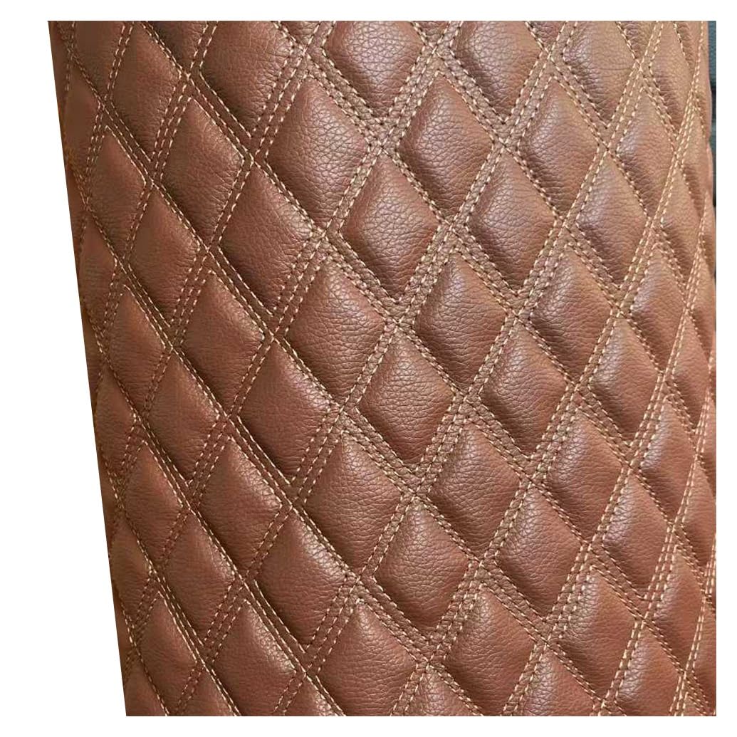 JNTFNE Quilted Faux Leather Vinyl PVC Fabric Waterproof Diamond Stitch Padded Cushion Linen Wadding Backing Upholstery 1.6x1m(Brown,1.6X5m)