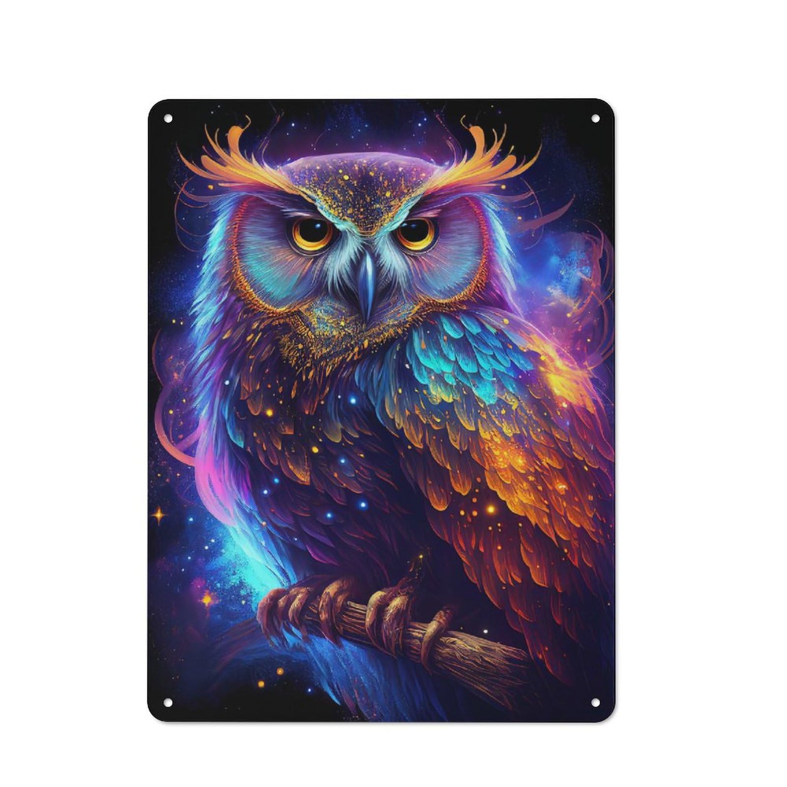 Nebula Owl V2 Tin Sign 40x30cm, Rustic Home Bar Decor for Cafe, Pub, Workshop Or Home Bar, for Casual British Interiors