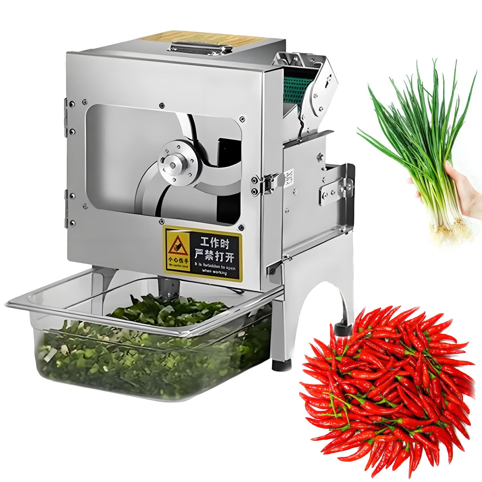 Ofyphth Electric Vegetable Cutter, Commercial Spring Onion Chopper, Food Processor & Chopper Machine, 1-35mm Thickness Adjustable, for Cucumber Scallion Green Bean Banana. B
