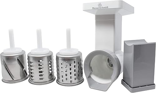 Accesorio para trituradora para KitchenAid, incluye 3 tambores de acero inoxidable todo en 1, cortador de frutas, picador de verduras y rallador de