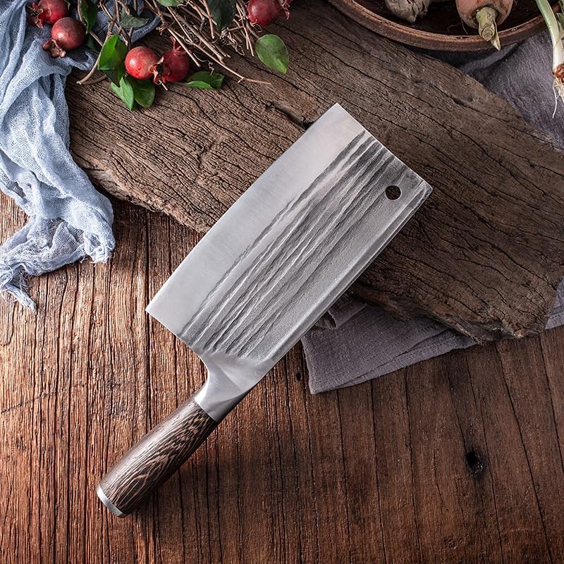 Miniatura 7 de Cuchillo de carnicero de carne, cuchillo forjado a mano, corte de huesos, acero de alto carbono, cuchillo de carnicero de carne resistente, cuchillo