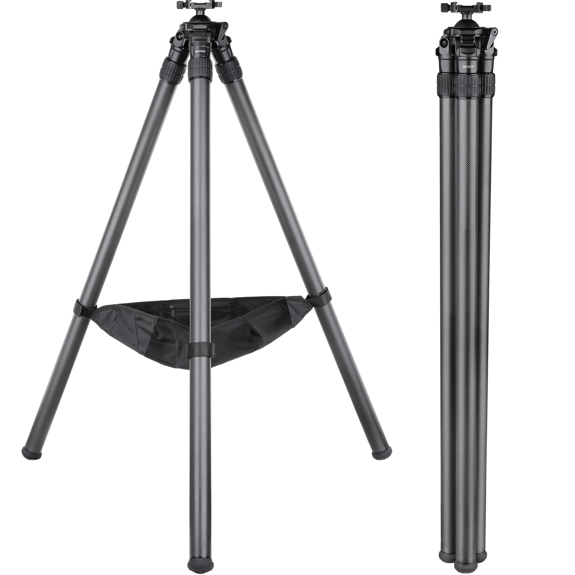 VICELK Carbon Fiber Hunting Tripod, 71" Inverted Shooting Tripod with 52mm Lever Ball Head, 66lbs Load Capacity, 2-Section Thick Bottom Leg Tube, for Hunting Shooting Camera Telescope-MK402R