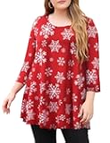Plus Size Tops for Womens Fall Tunic Tops 3/4 Sleeve Casual Loose Fit Swing T Shirts Blouse Basic Shirts
