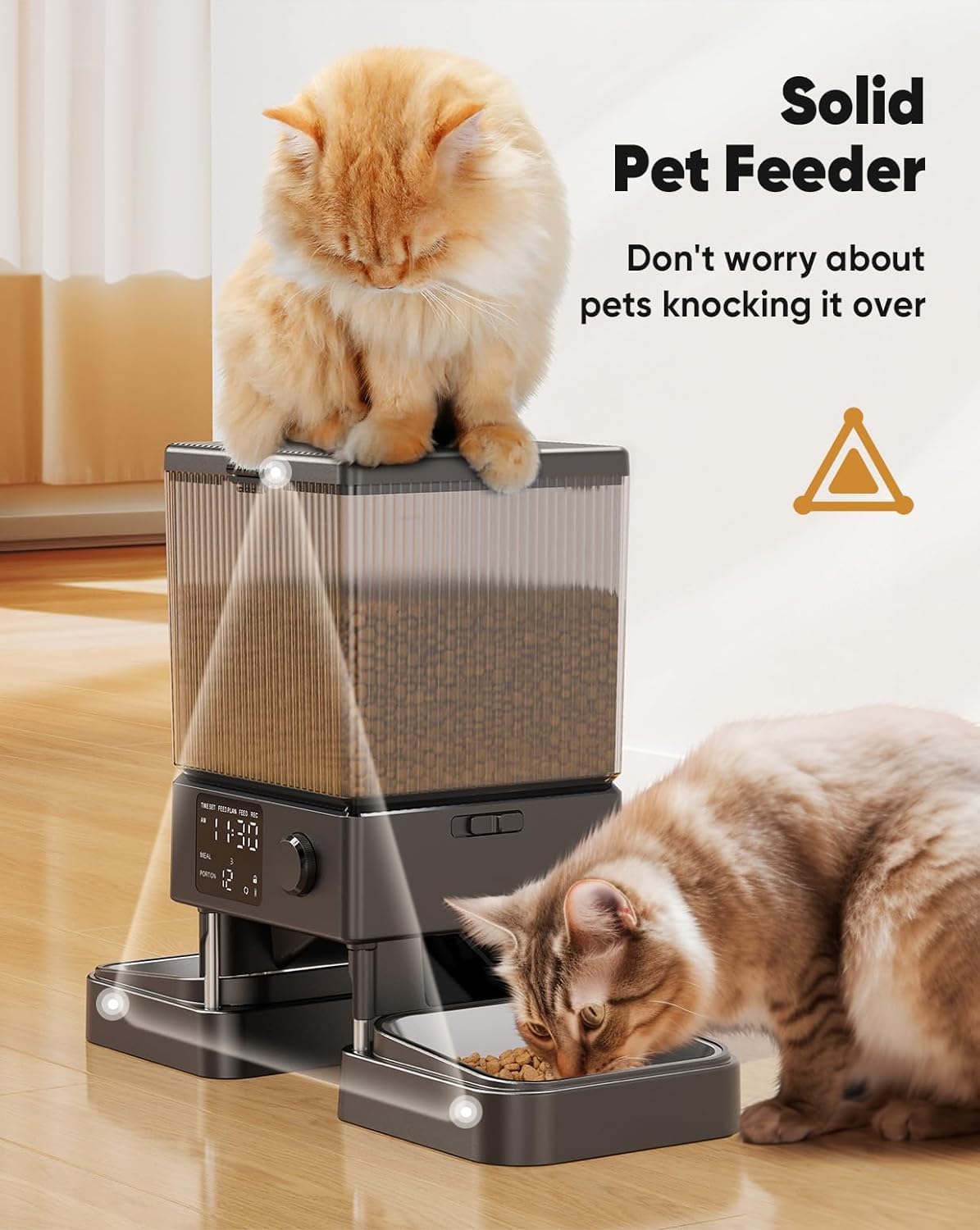 oneisall 5L mangiatoia automatica per gatti 2 ciotole, mangiatoia per gatti con un solo pulsante, facile da usare, distributore di cibo per gatti/cani, con ciotola in acciaio inox, registratore vocale