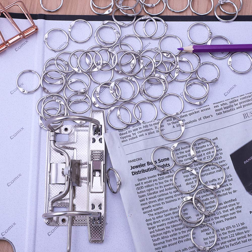 60 Anneaux De Reliure Métal OTYMIOW Avec Perforateur - 3 Tailles Pour Scrapbooking