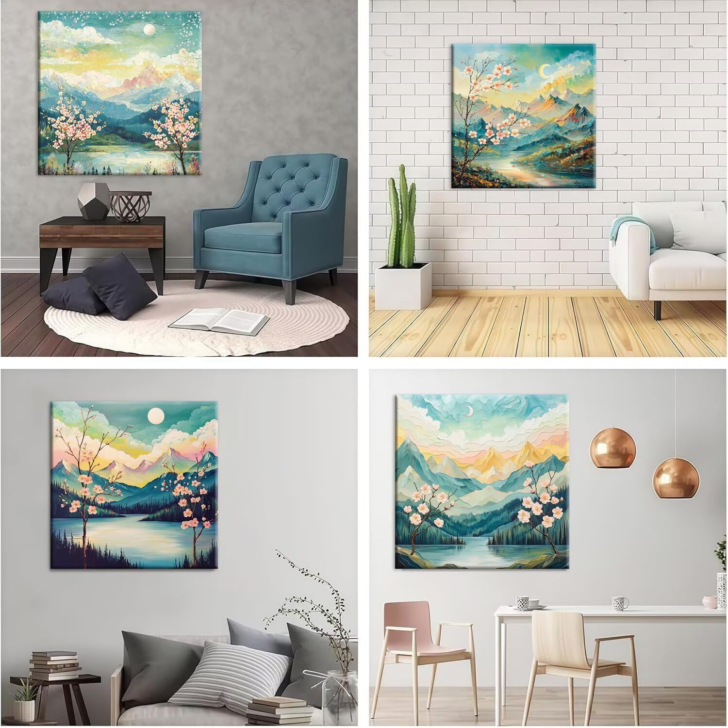 QIANLUOO Diamond Painting Kit Paisaje, Pintar Diamantes Kit 60x60cm f-732 | 5D DIY Diamond Painting Kit Completo 4 Pack, Pintura Diamante Niños Adultos Diamant Bordado Punto de Cruz para Decor Hogar