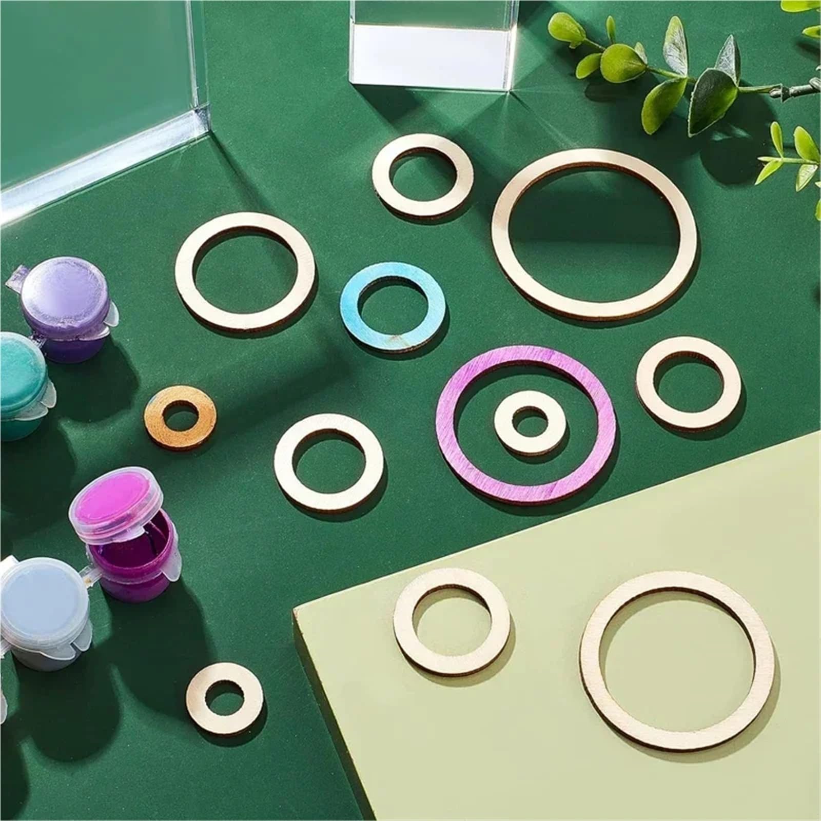 Rodajas De Madera Anillos de madera sin terminar 4 a 15 cm, círculos planos, adorno circular for manualidades y fabricación joyas(Without hole,50pcs 125mm)