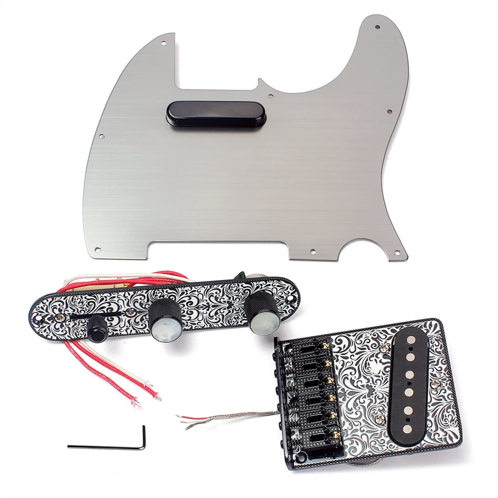 FLFL Gris Electric Guitar Bridge 6 Tune Pull String String Electric Guitar Bridge Guitar Accesorios Sistema Puente Guitarra